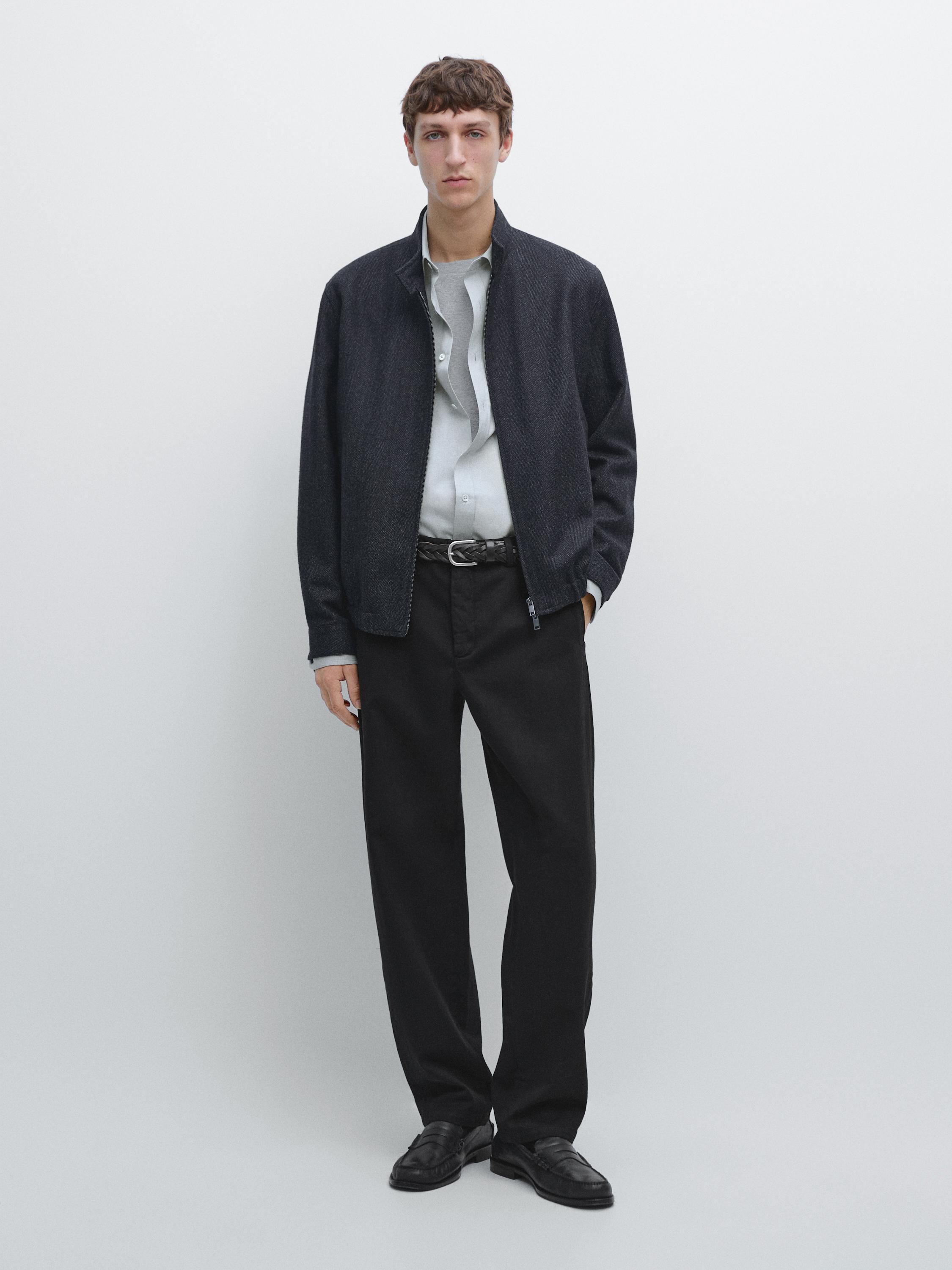 Cotton twill pants with elasticated waistband — BLACK