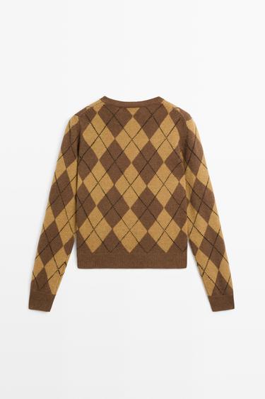 100% wool argyle knit sweater — Washed 6