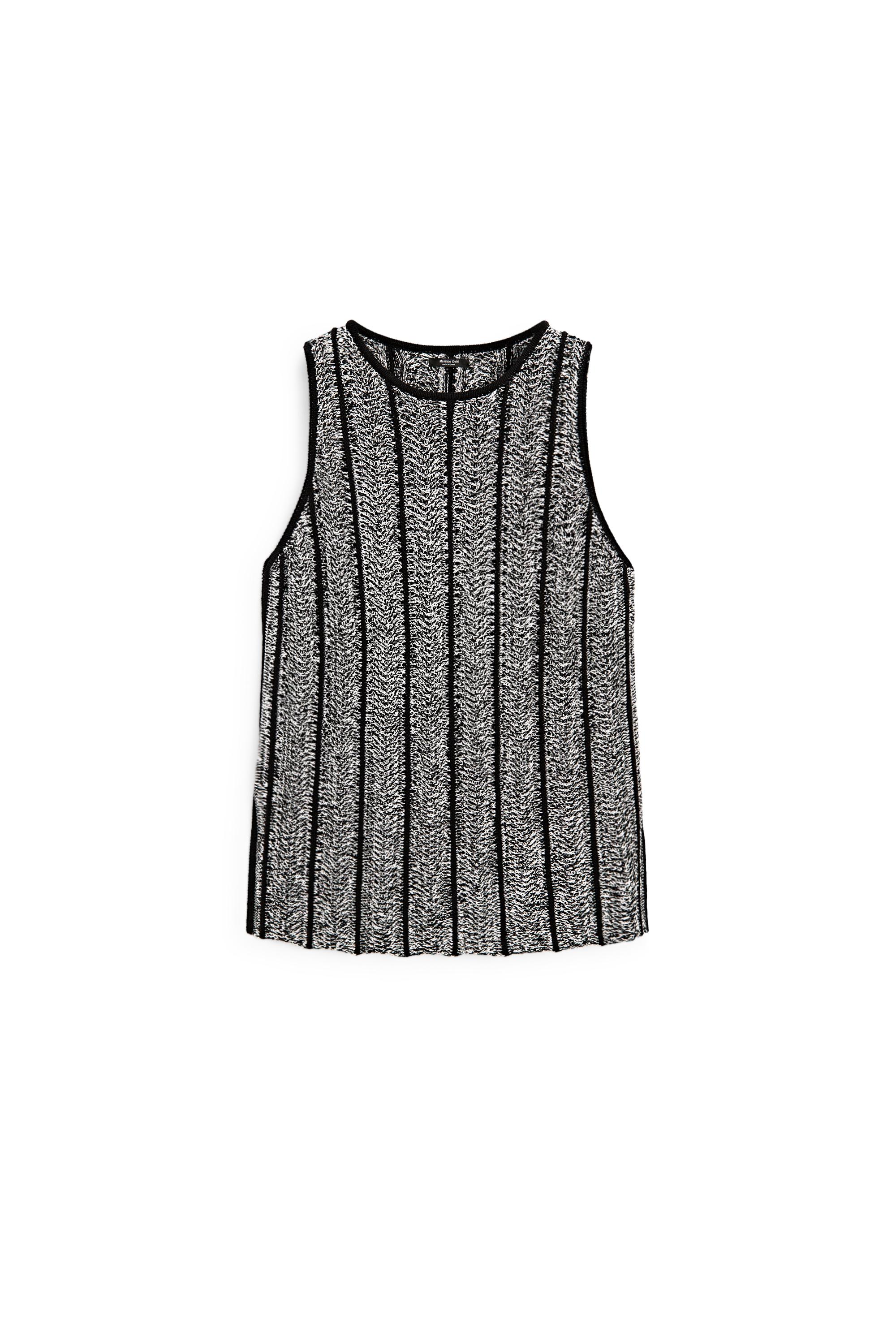 Cotton-blend flecked knit top — BLACK