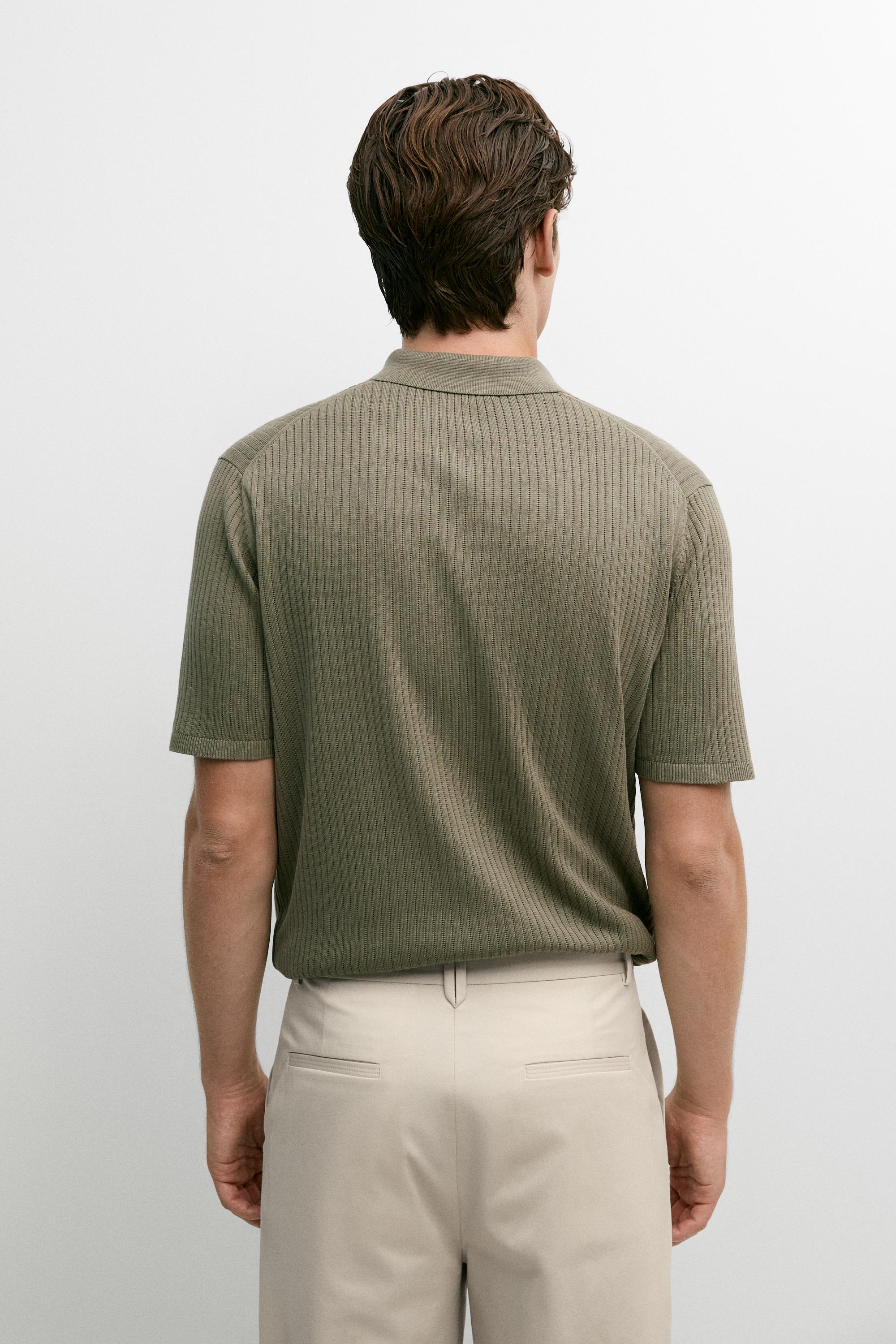 Cotton knit half-zip polo — GREEN