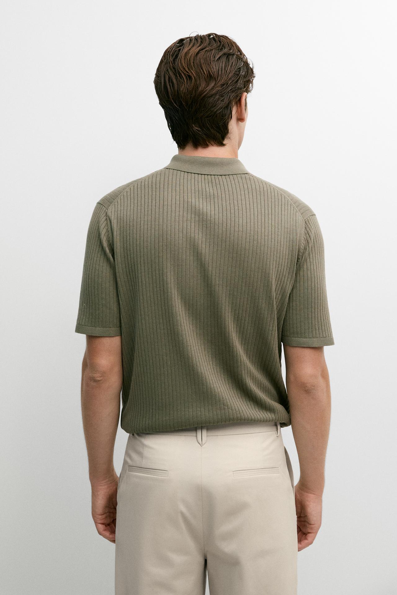 Cotton knit half-zip polo — GREEN