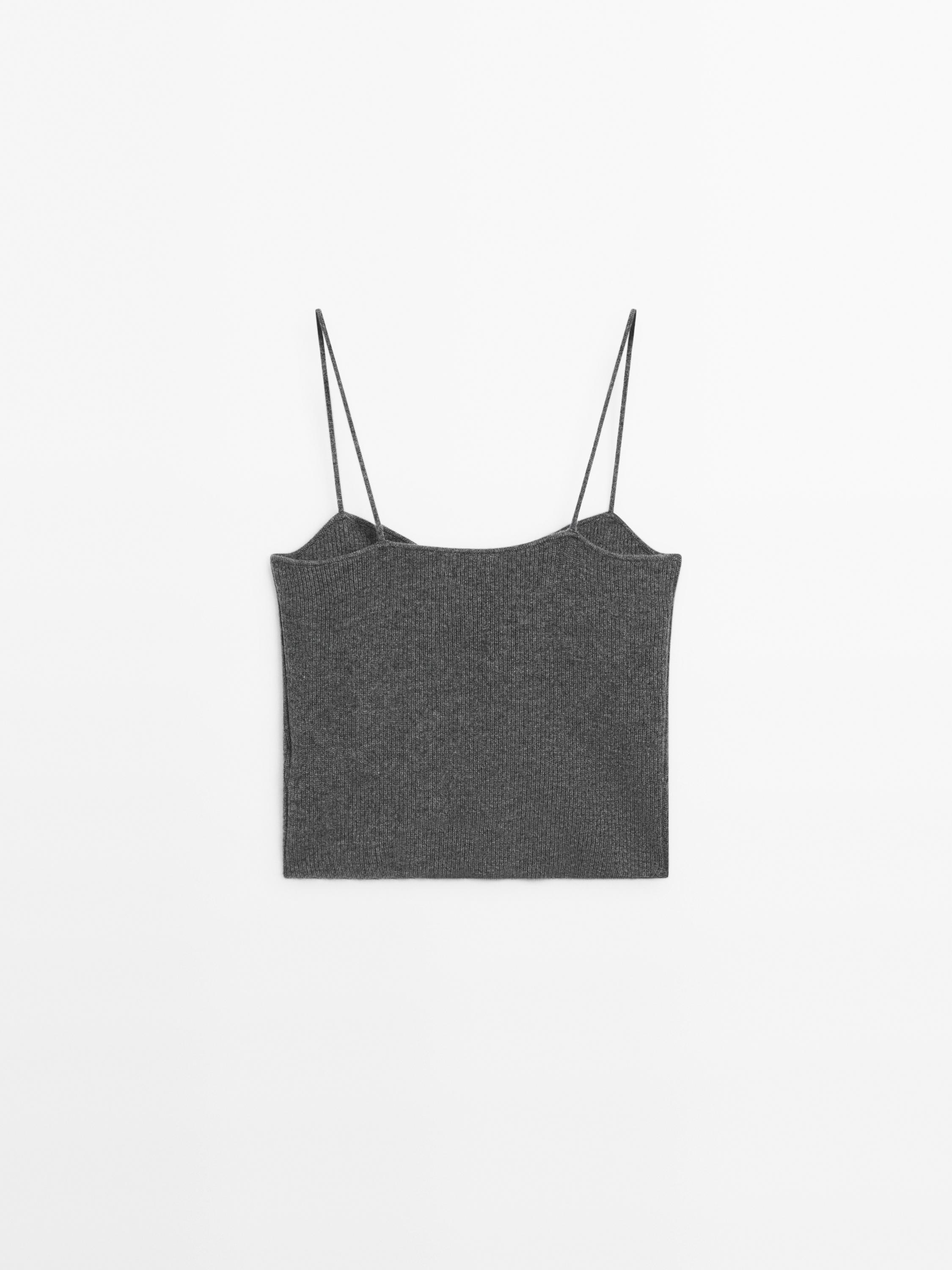 100% cashmere knit strappy top