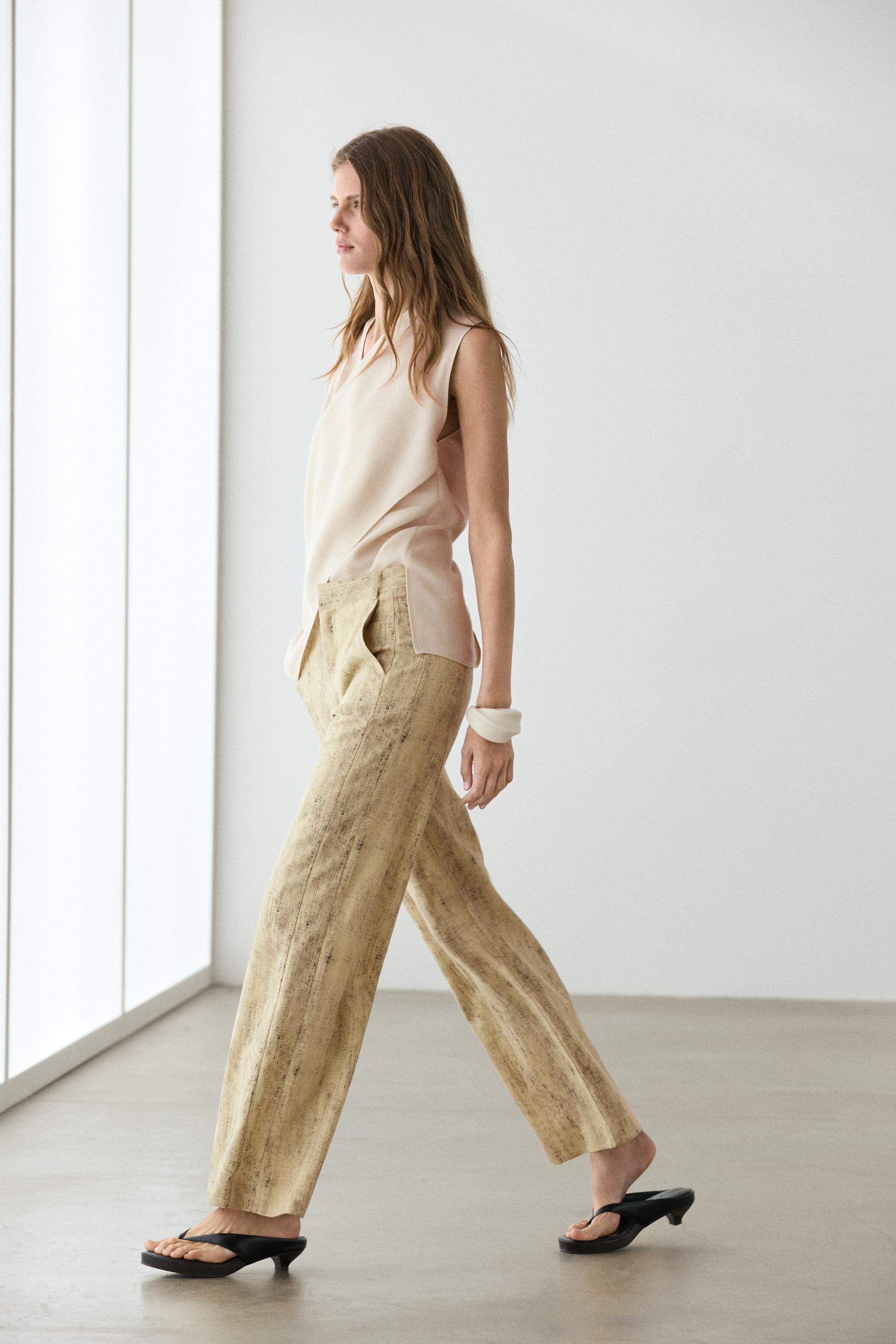 Ramie blend trousers — YELLOW