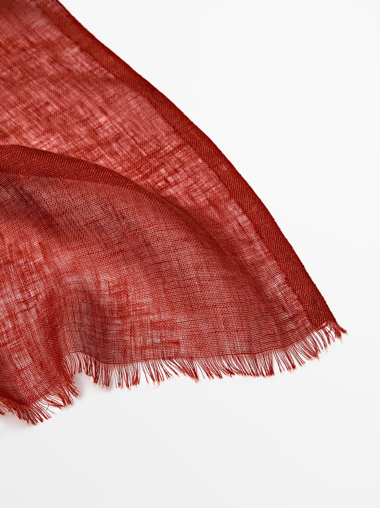 Plain 100% linen scarf — RED
