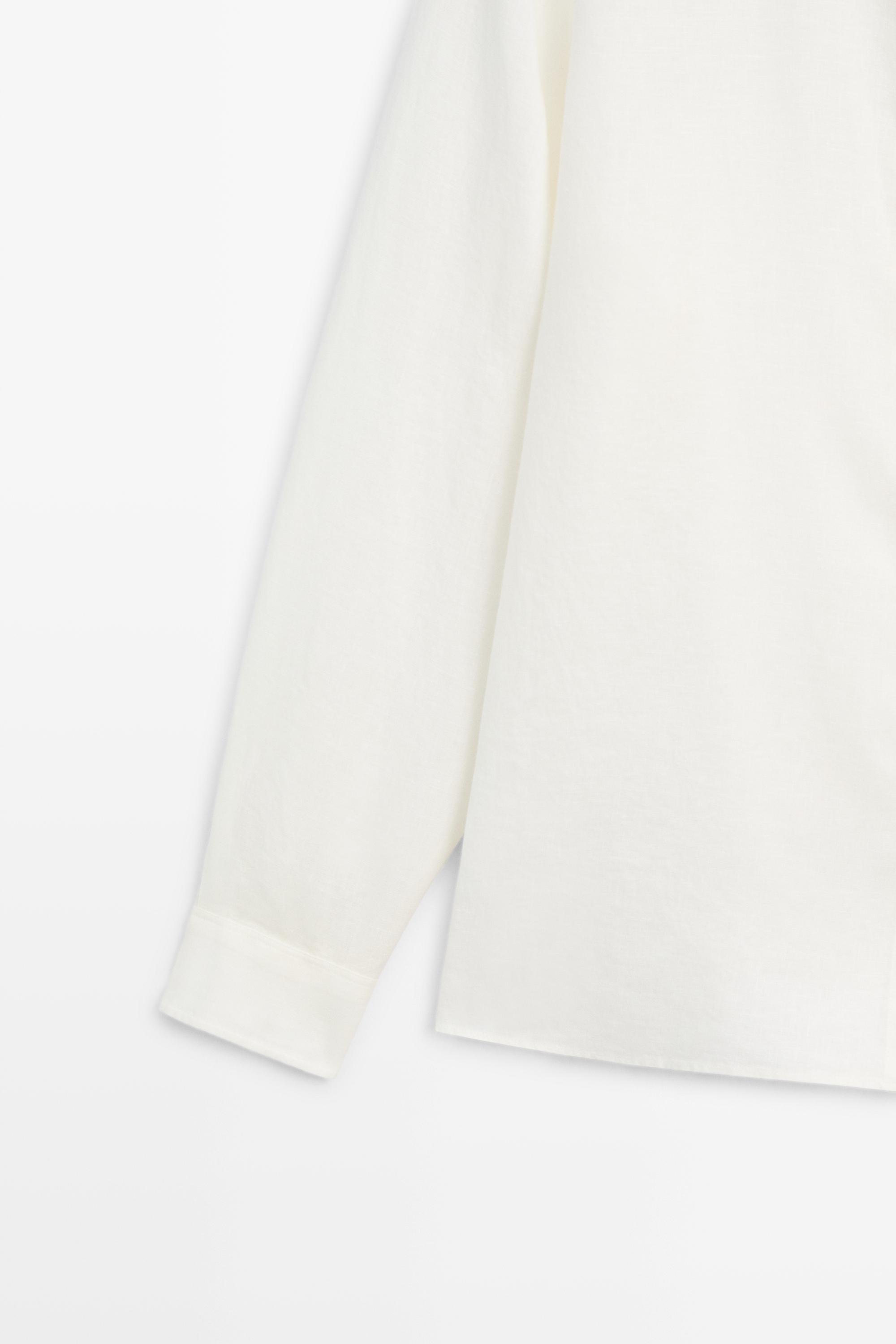 100% linen regular fit shirt — CREAM