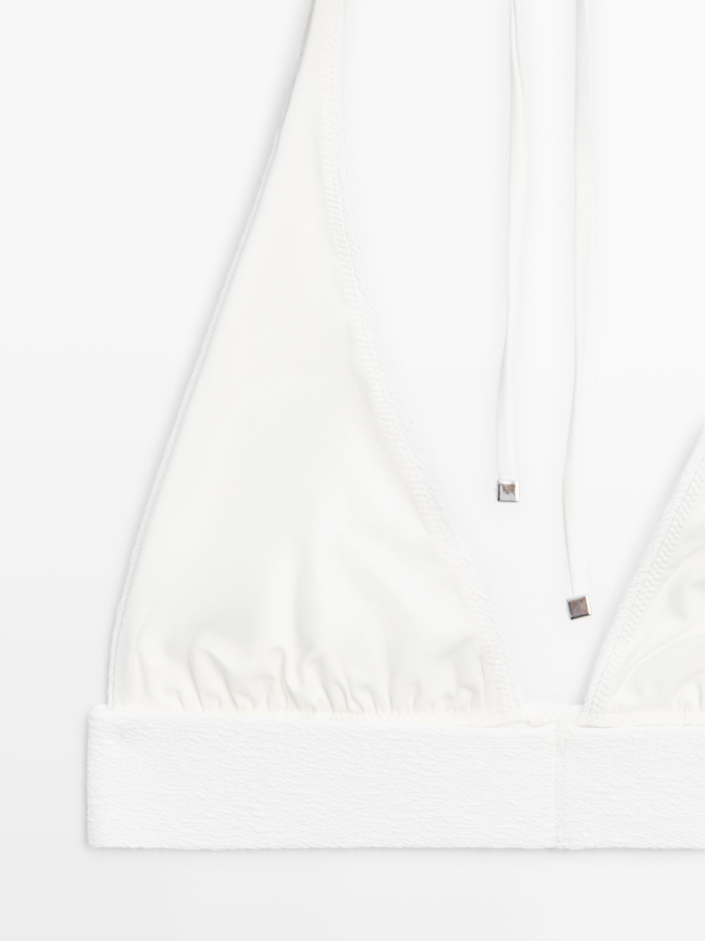 Textured triangle bikini top — Off white