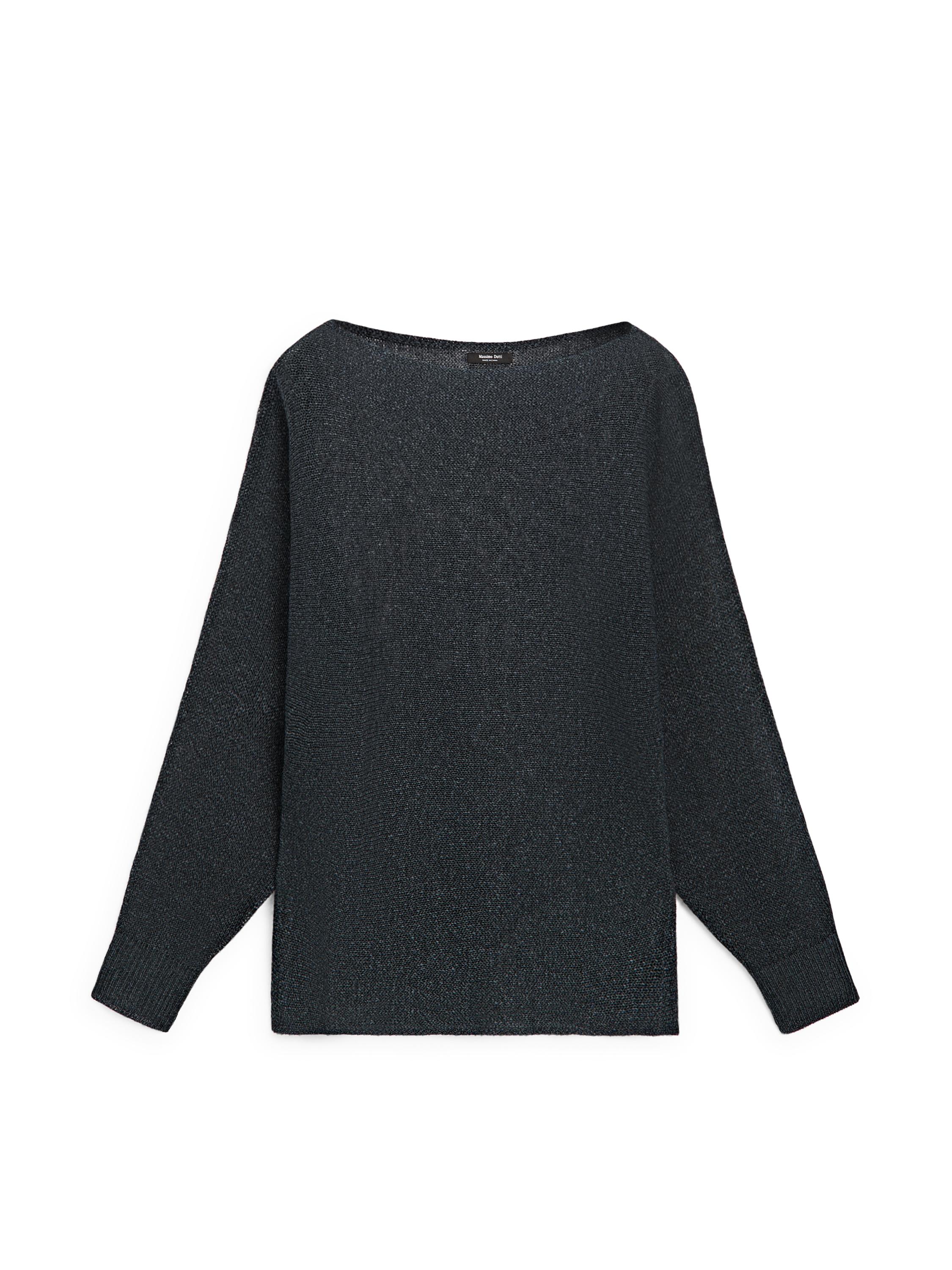 Flowing cotton blend knit sweater — Dark Blue