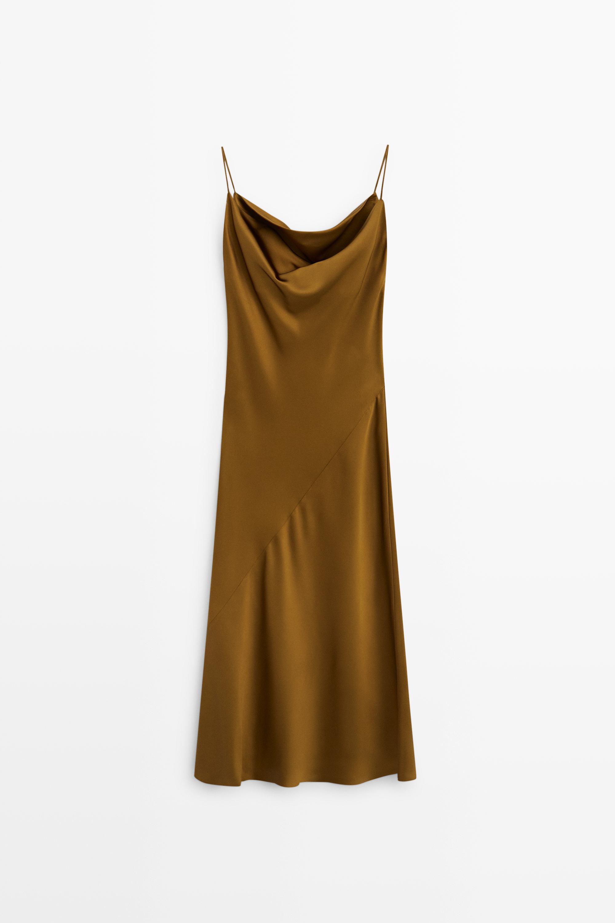 Vestido midi fluido acabado satinado