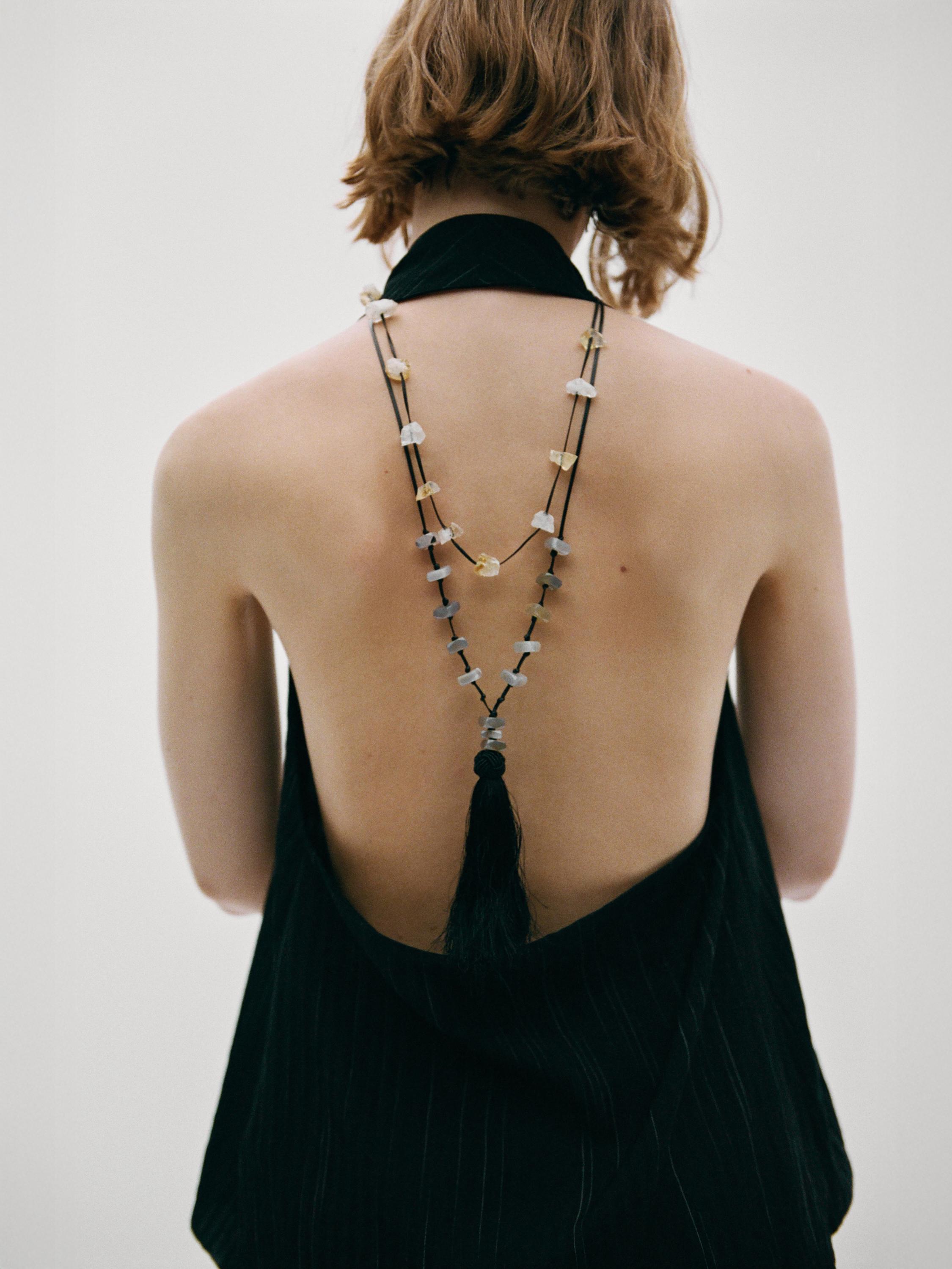 Rhinestone tassel necklace