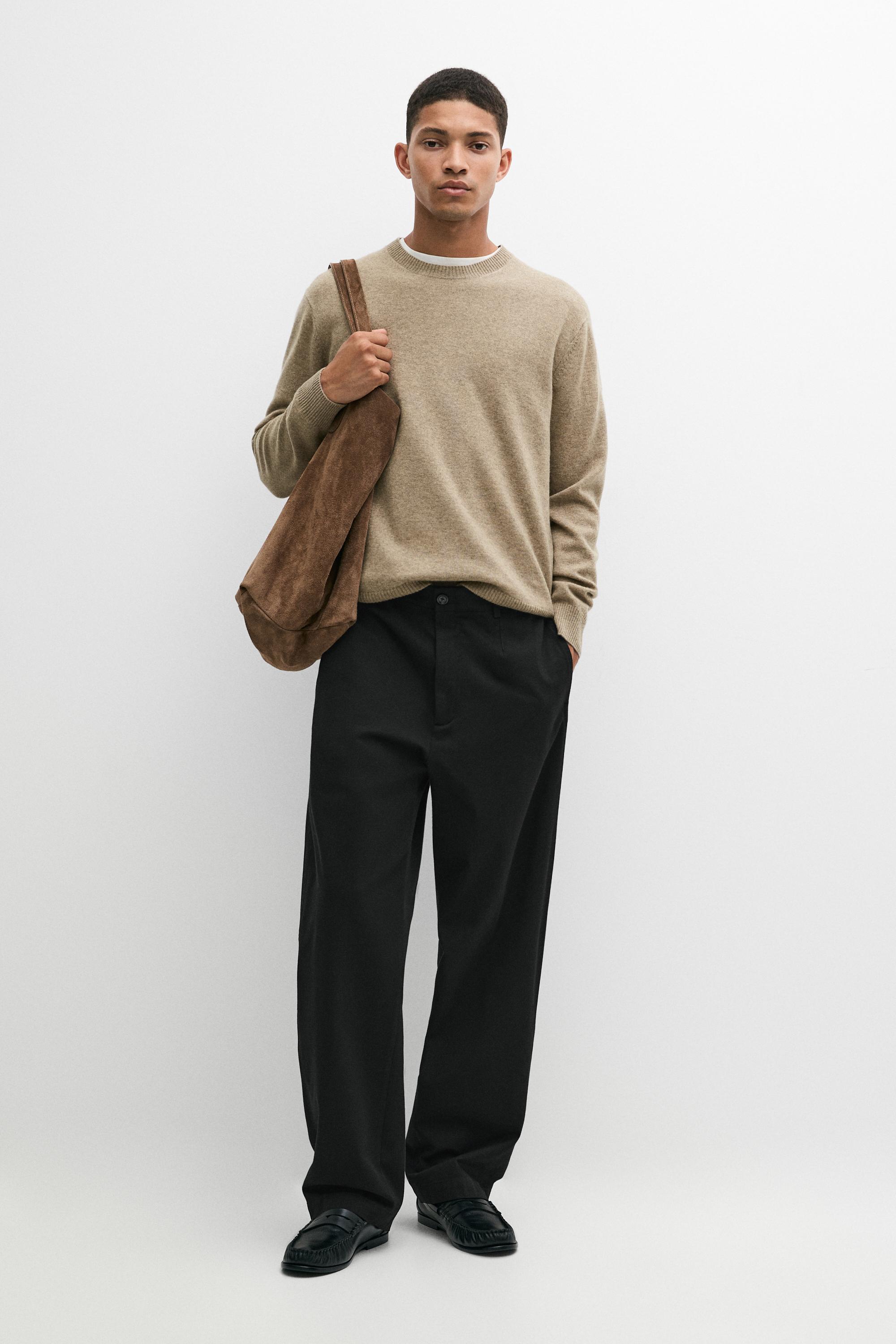 Wool blend round neck knit sweater