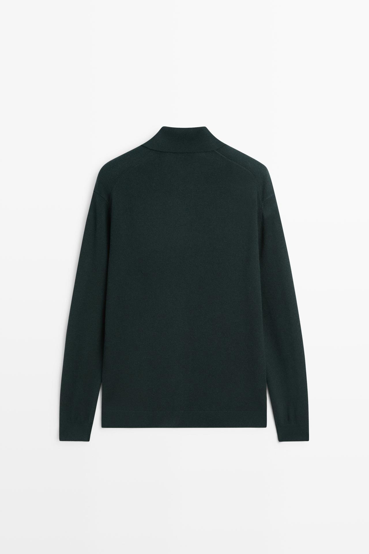 100% wool knit polo sweater — PETROLEUM