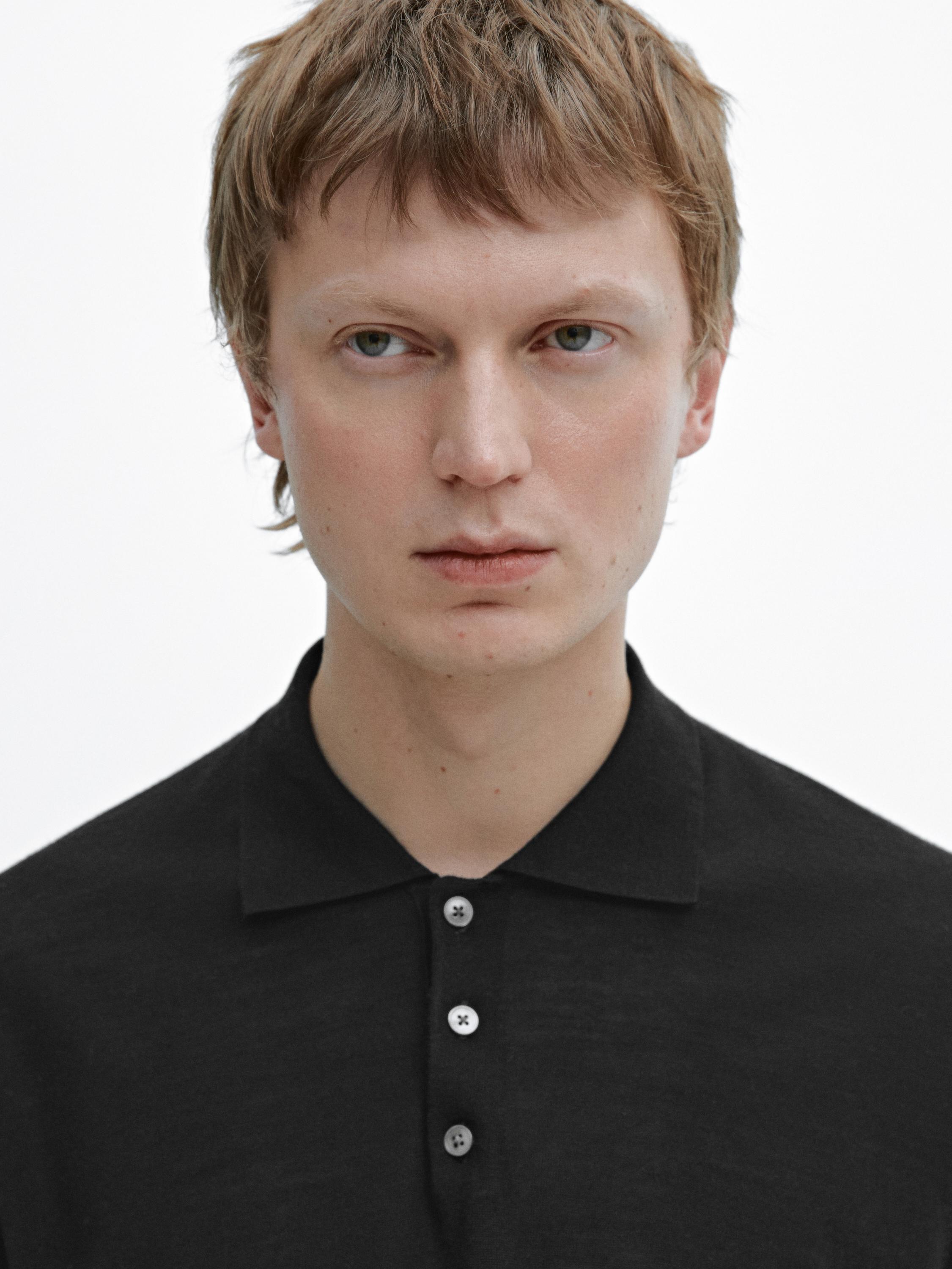 Jersey punto cuello polo lana merino