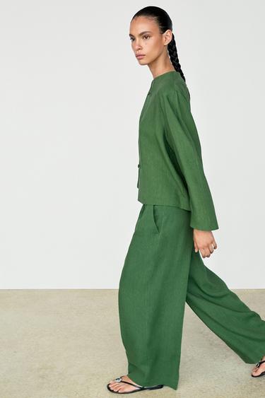 Flowy button-detail overshirt — BLUISH GREEN 5