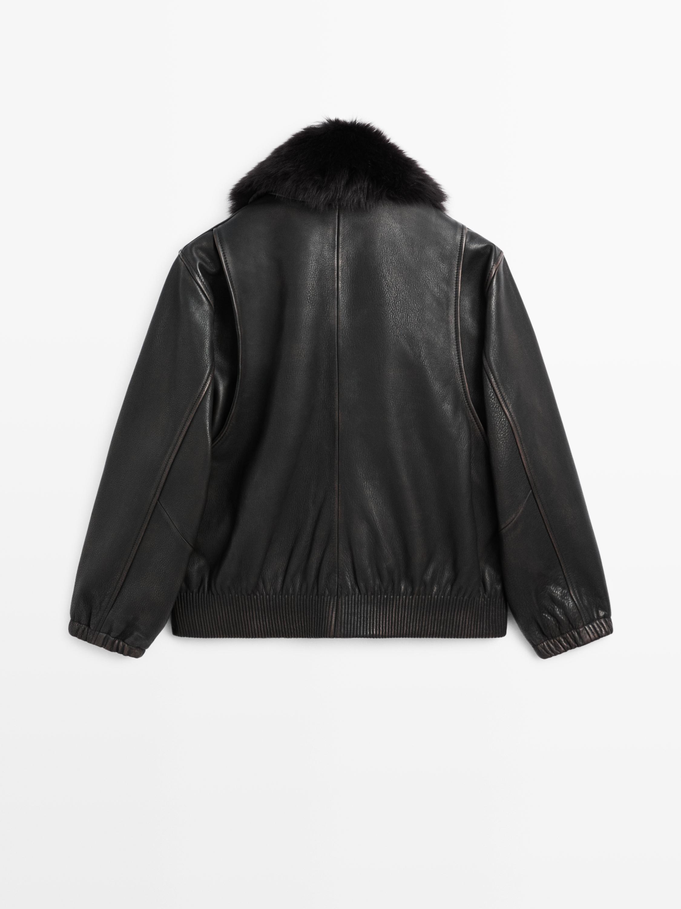 Chaqueta detalle cuello pelo piel napa