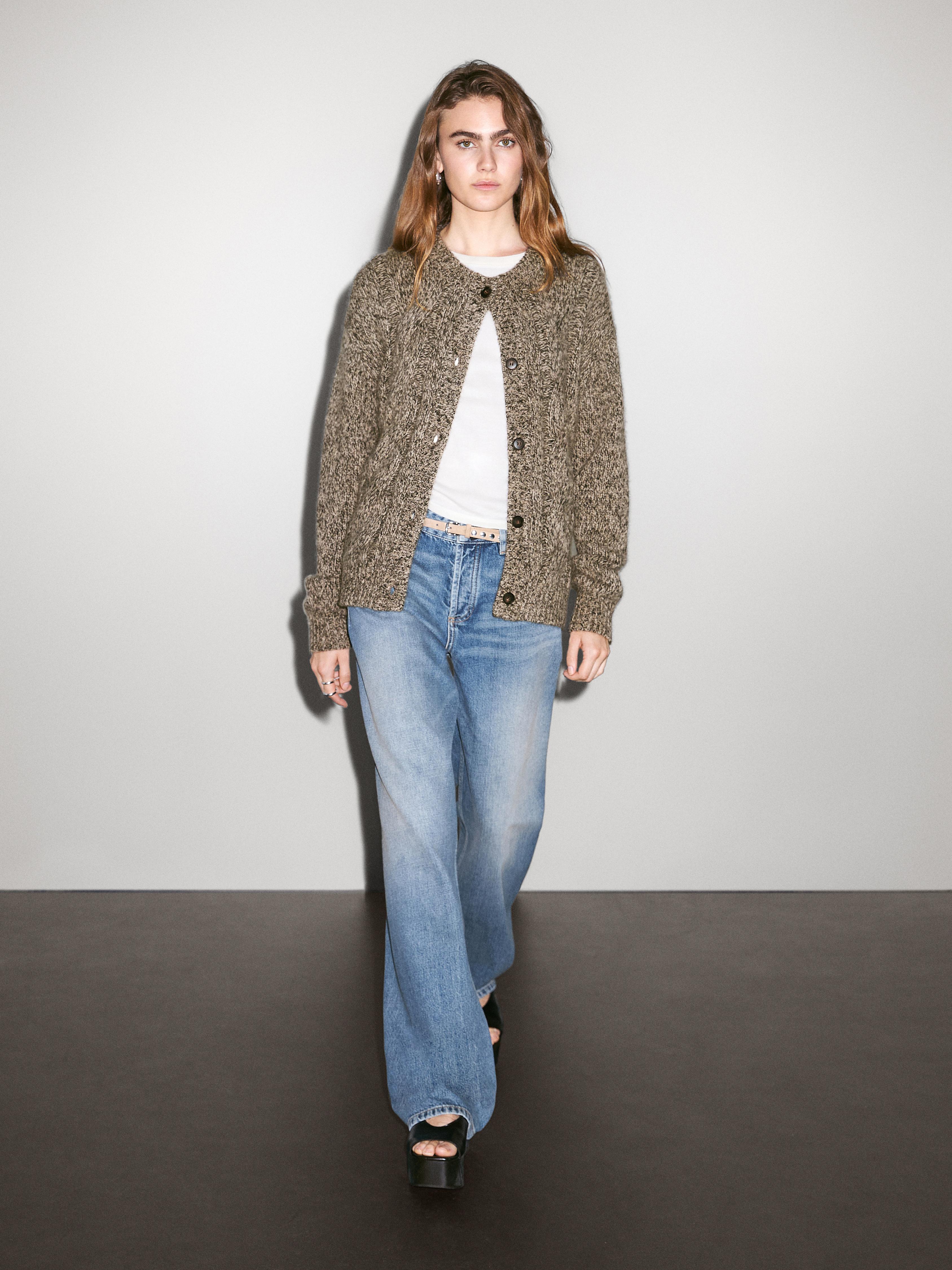 100% cashmere mouliné knit cardigan