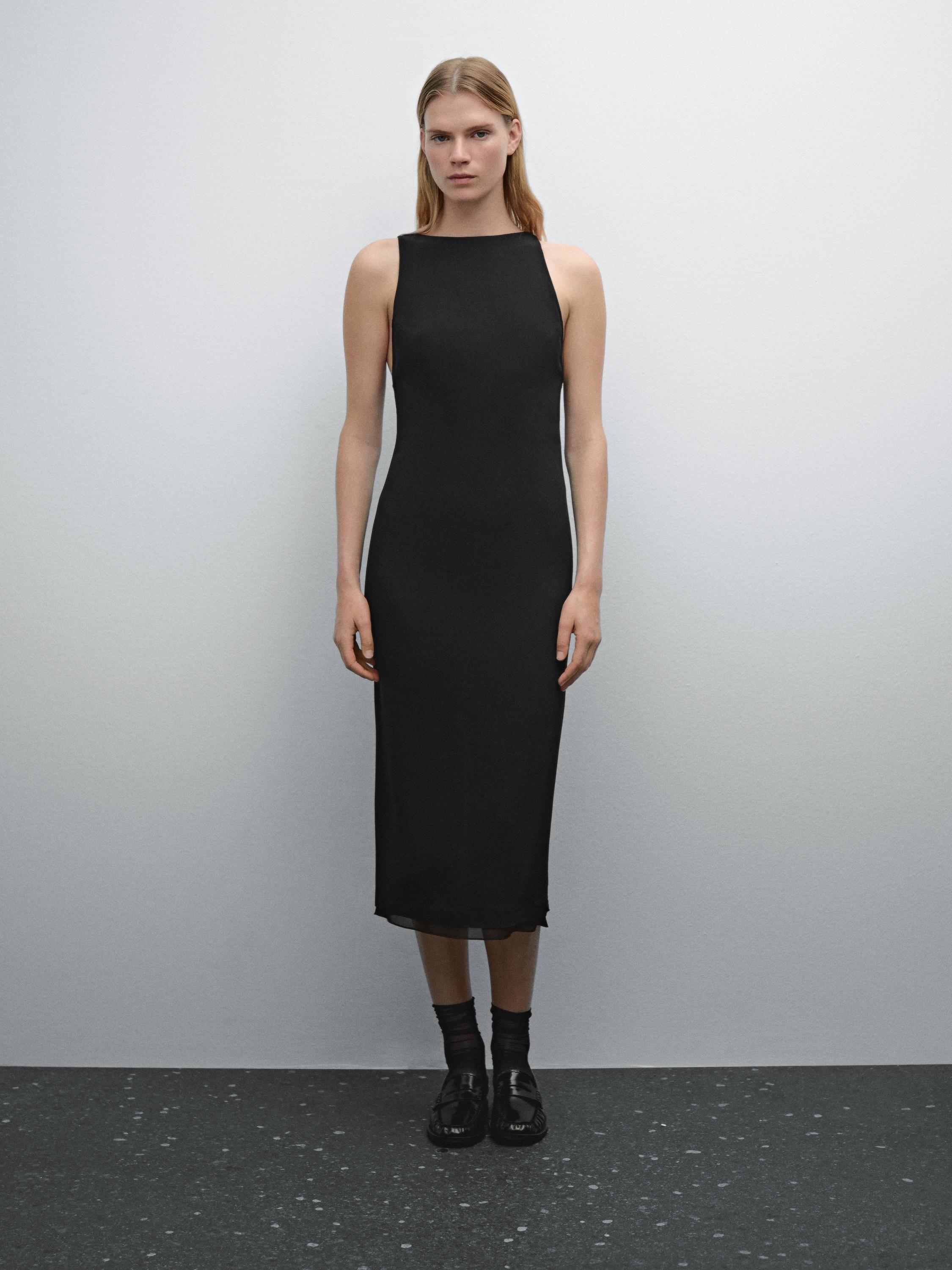 Box neck midi dress