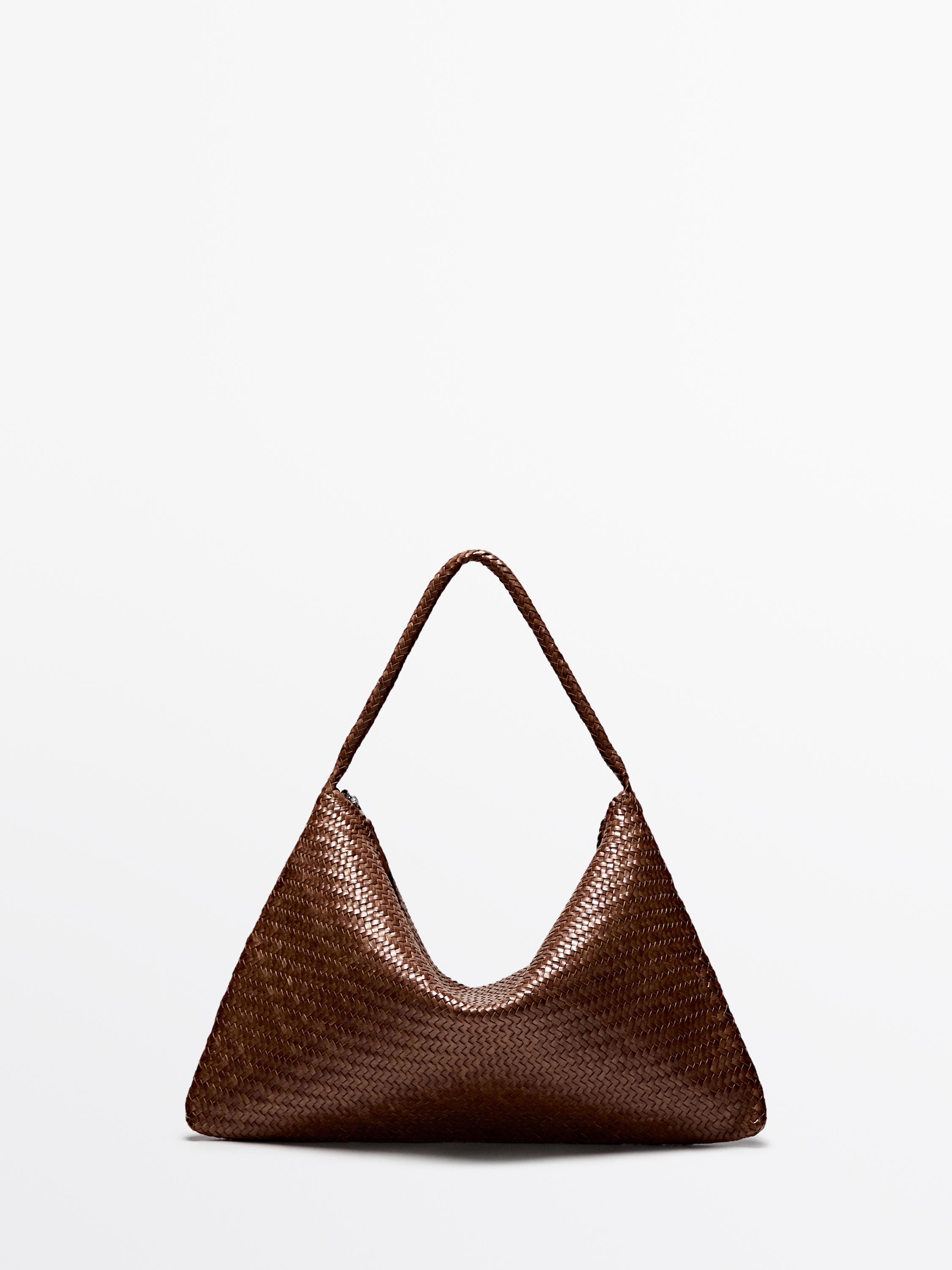 Grote geweven nappaleren satchel tas