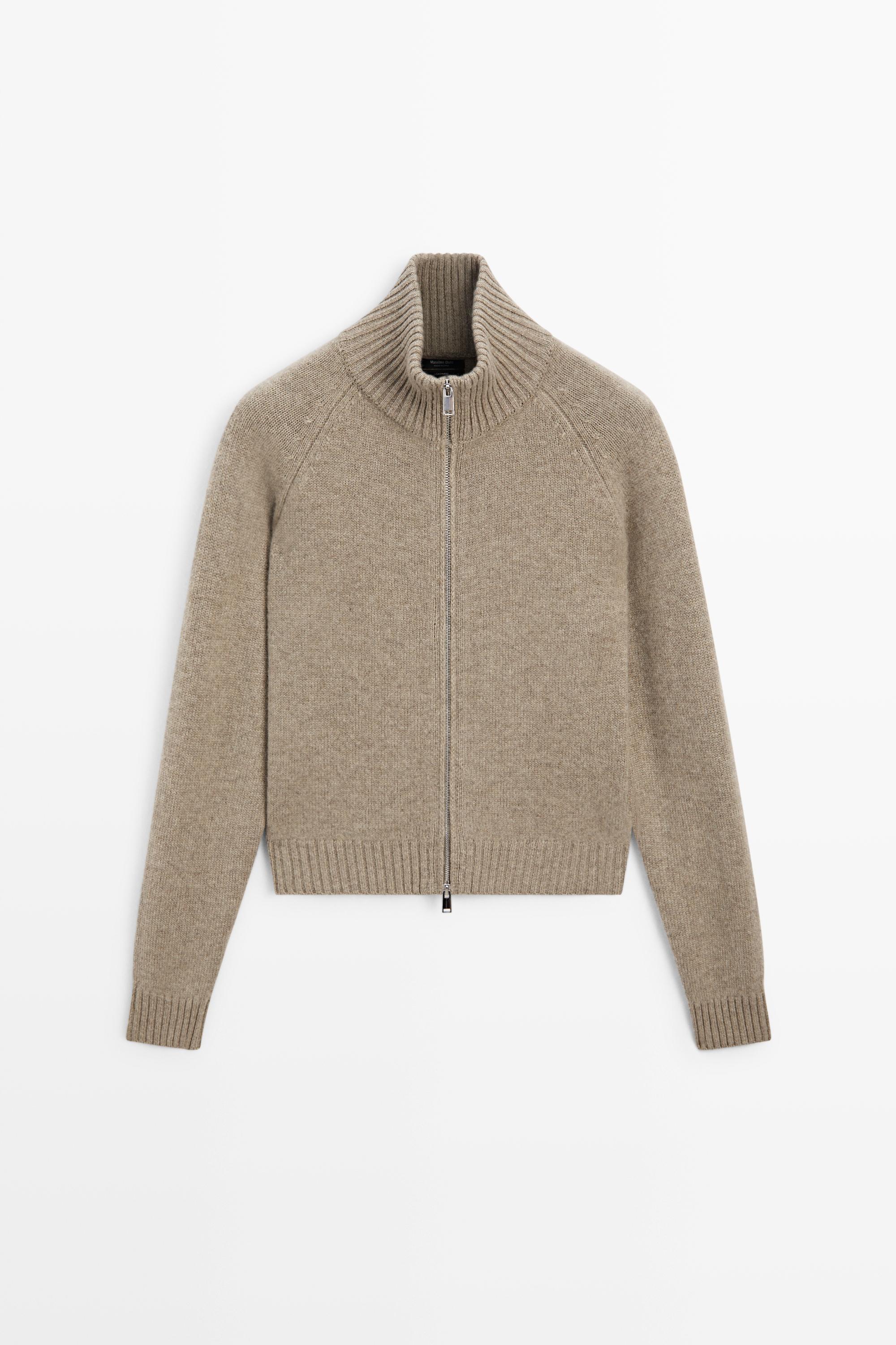 100% cashmere zip knit cardigan