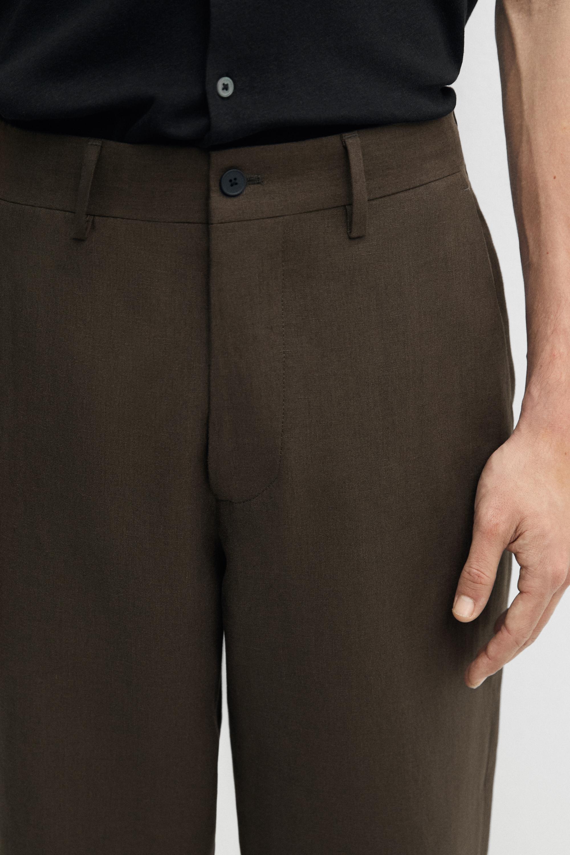 Linen suit trousers — BROWN