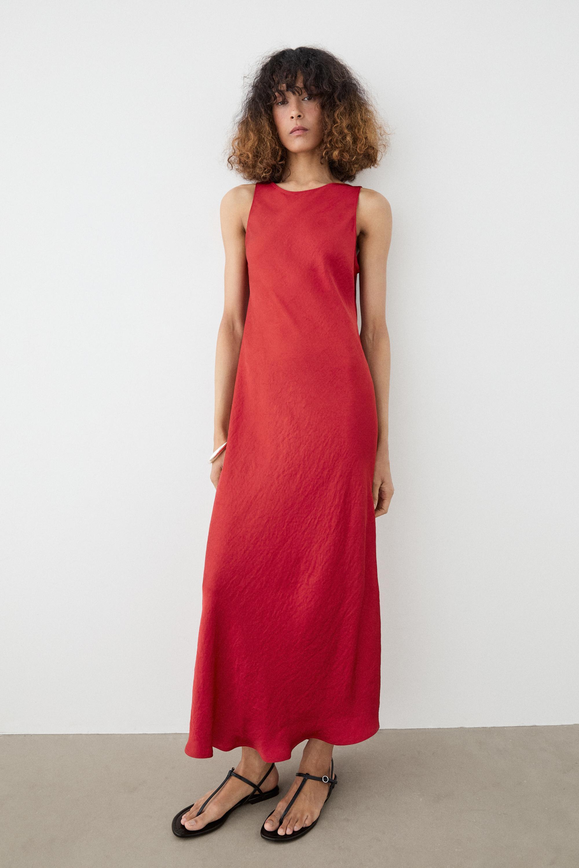 Flowing midi dress — Red