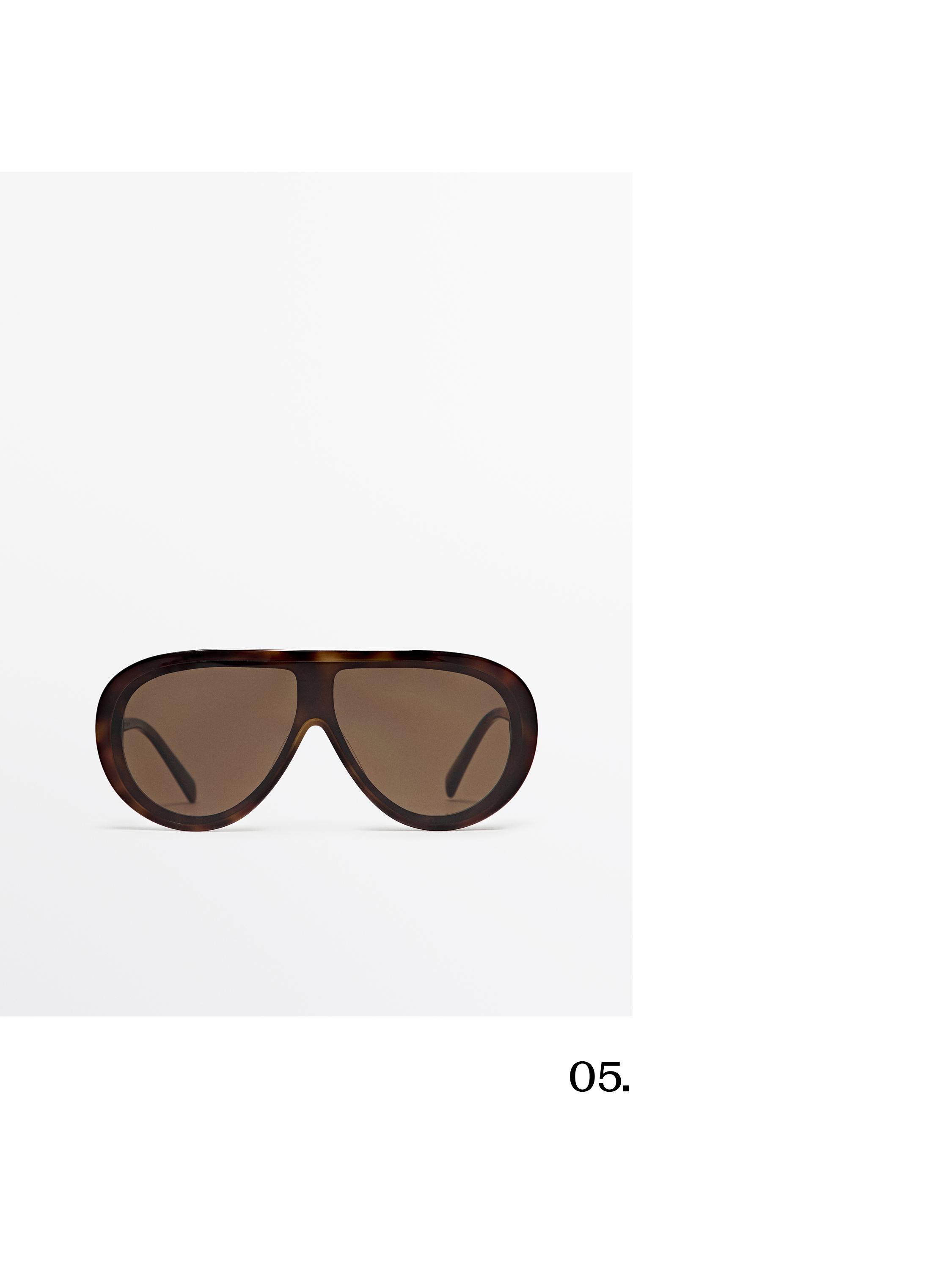 Tortoiseshell-effect aviator sunglasses — BROWN