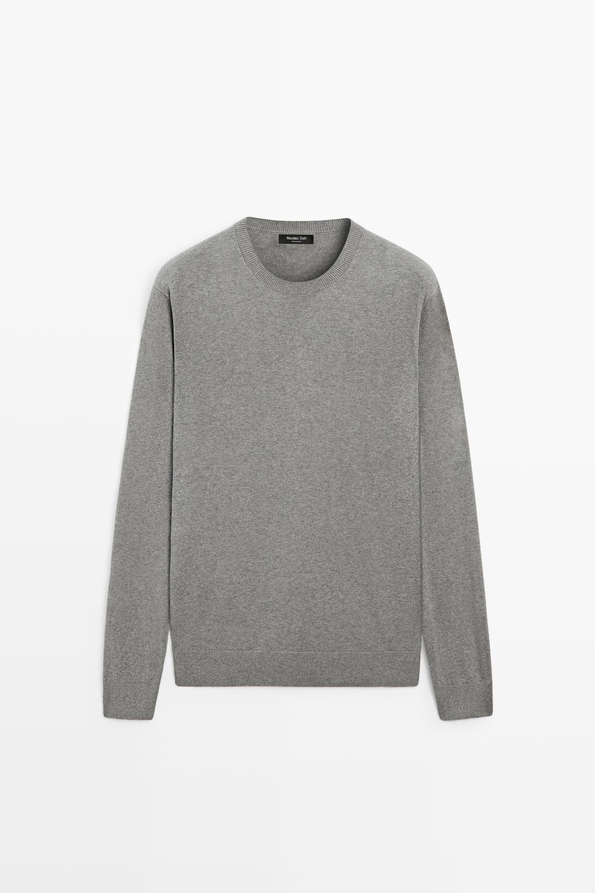 Cotton blend knit sweater — ANTHRACITE GREY