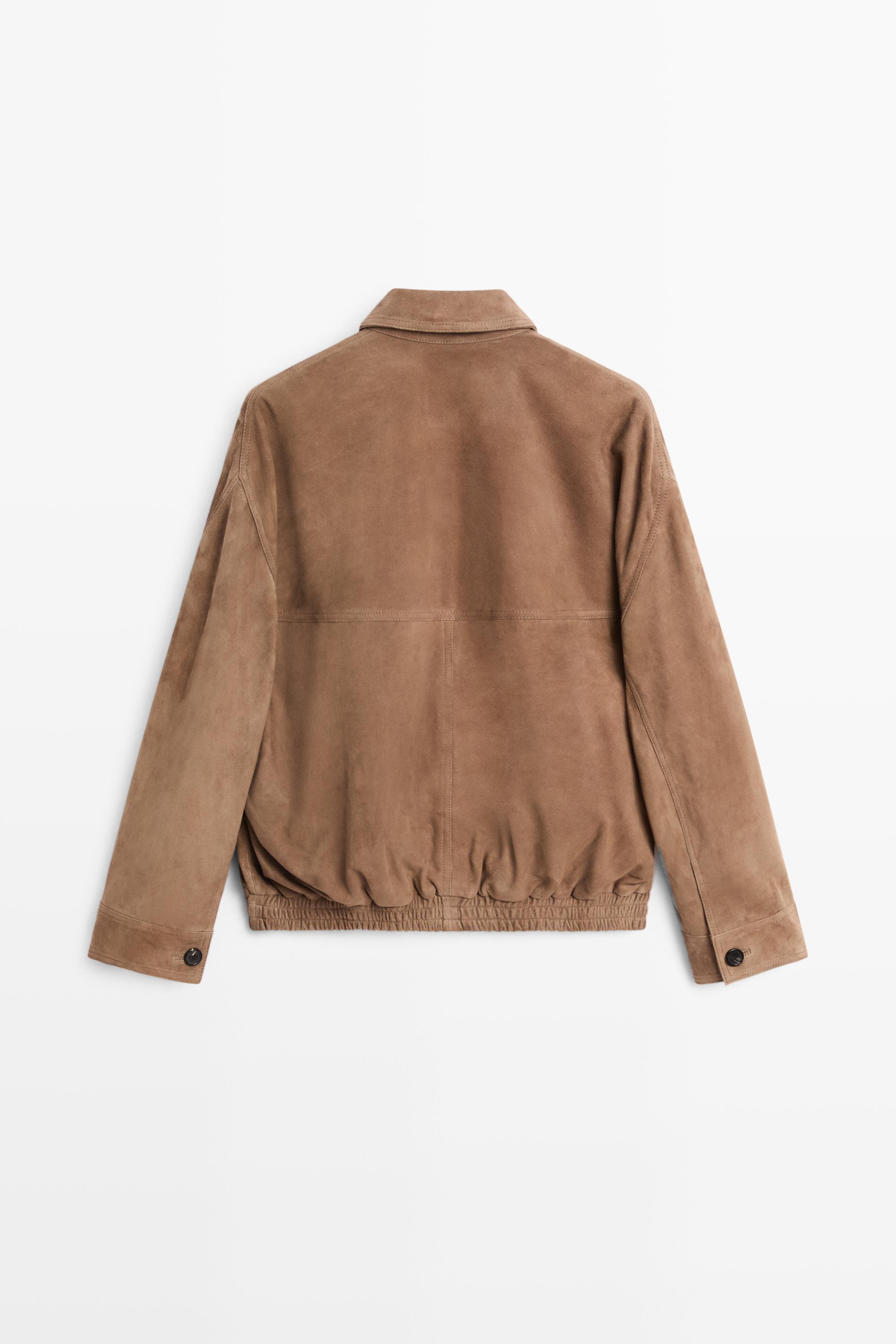 Suede bomber jacket — TAUPE GREY