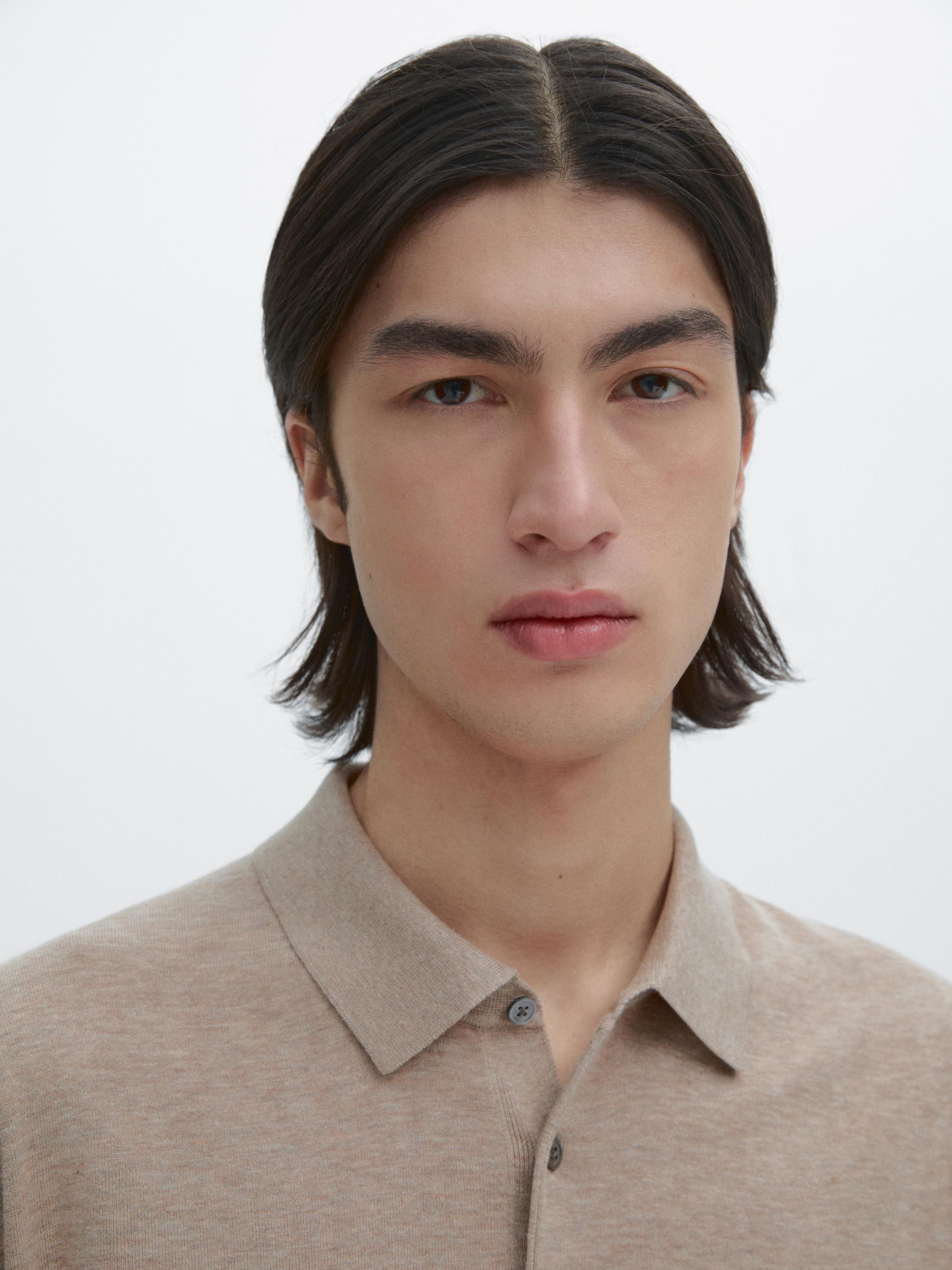 Short sleeve cotton polo sweater