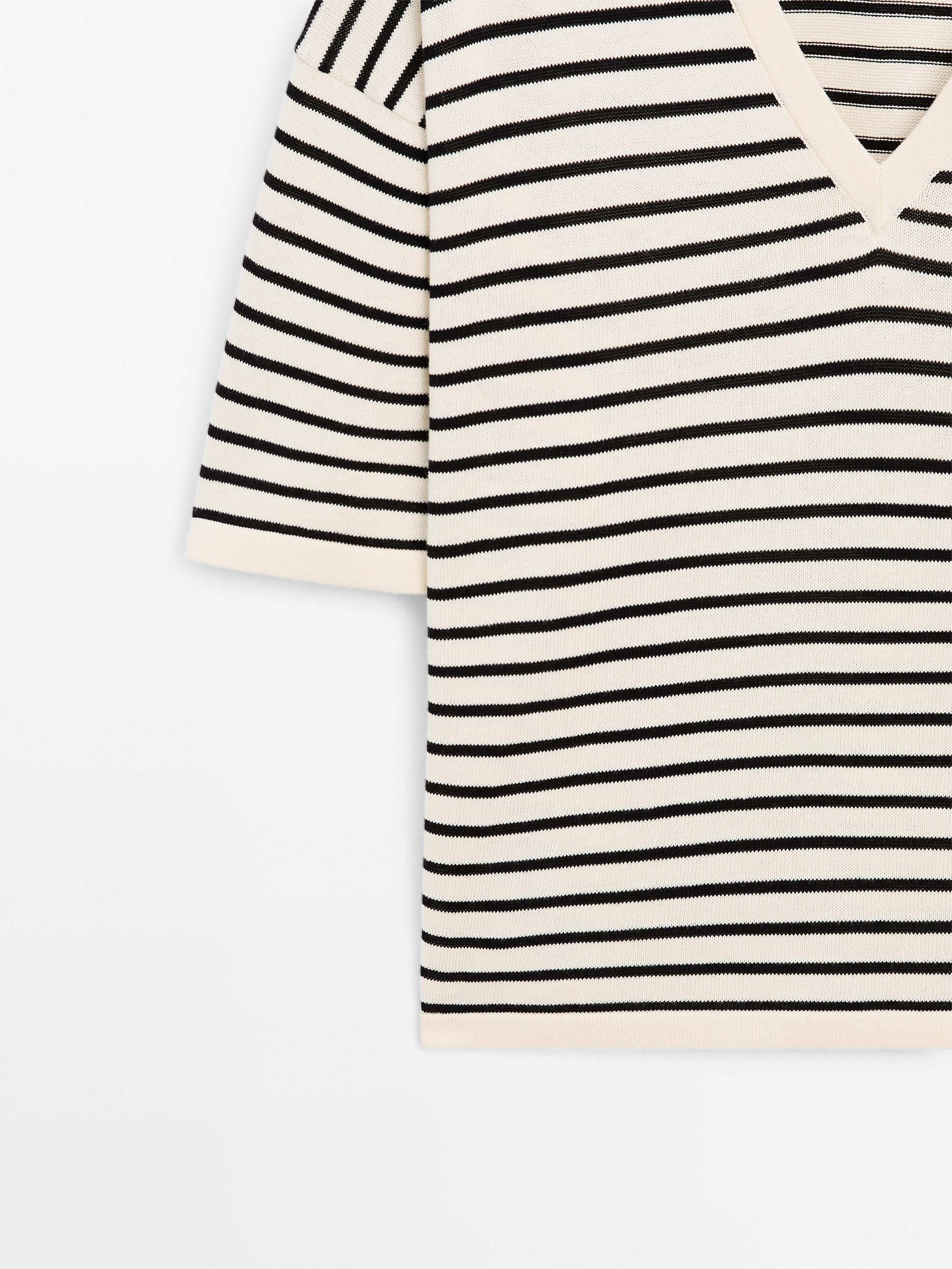 Striped V-neck sweater