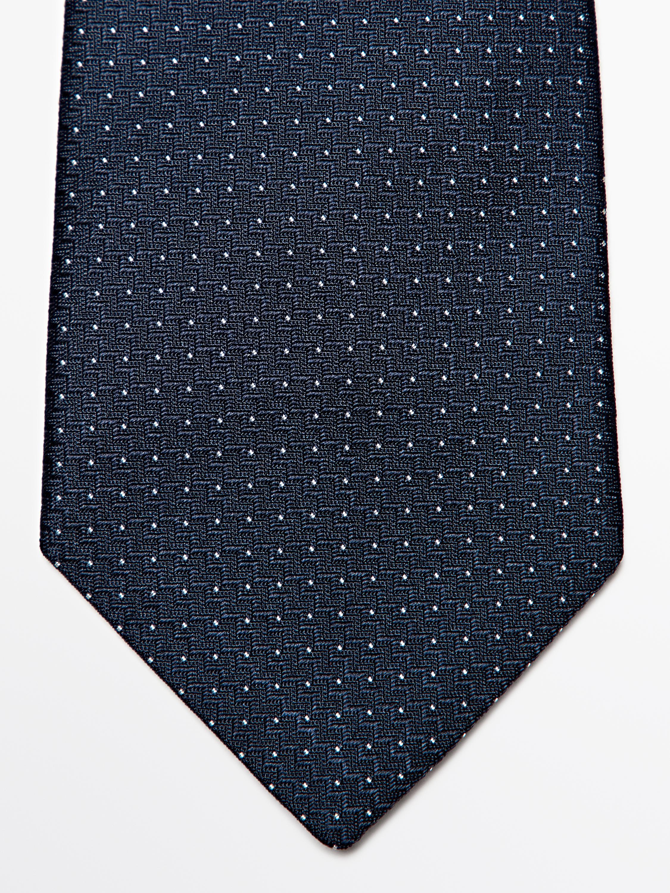 100% silk polka dot tie — NAVY BLUE