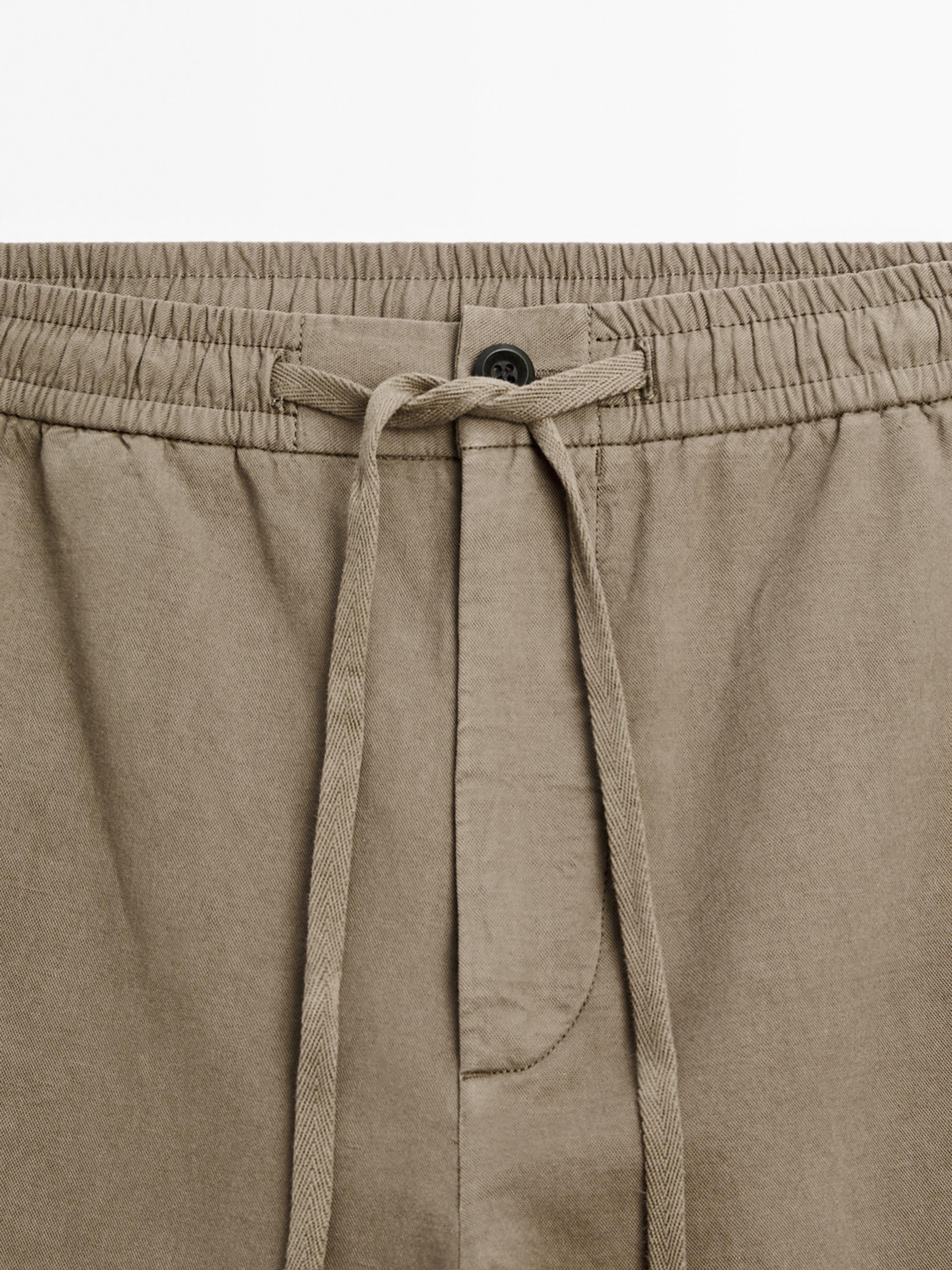 Cotton blend jogger fit trousers