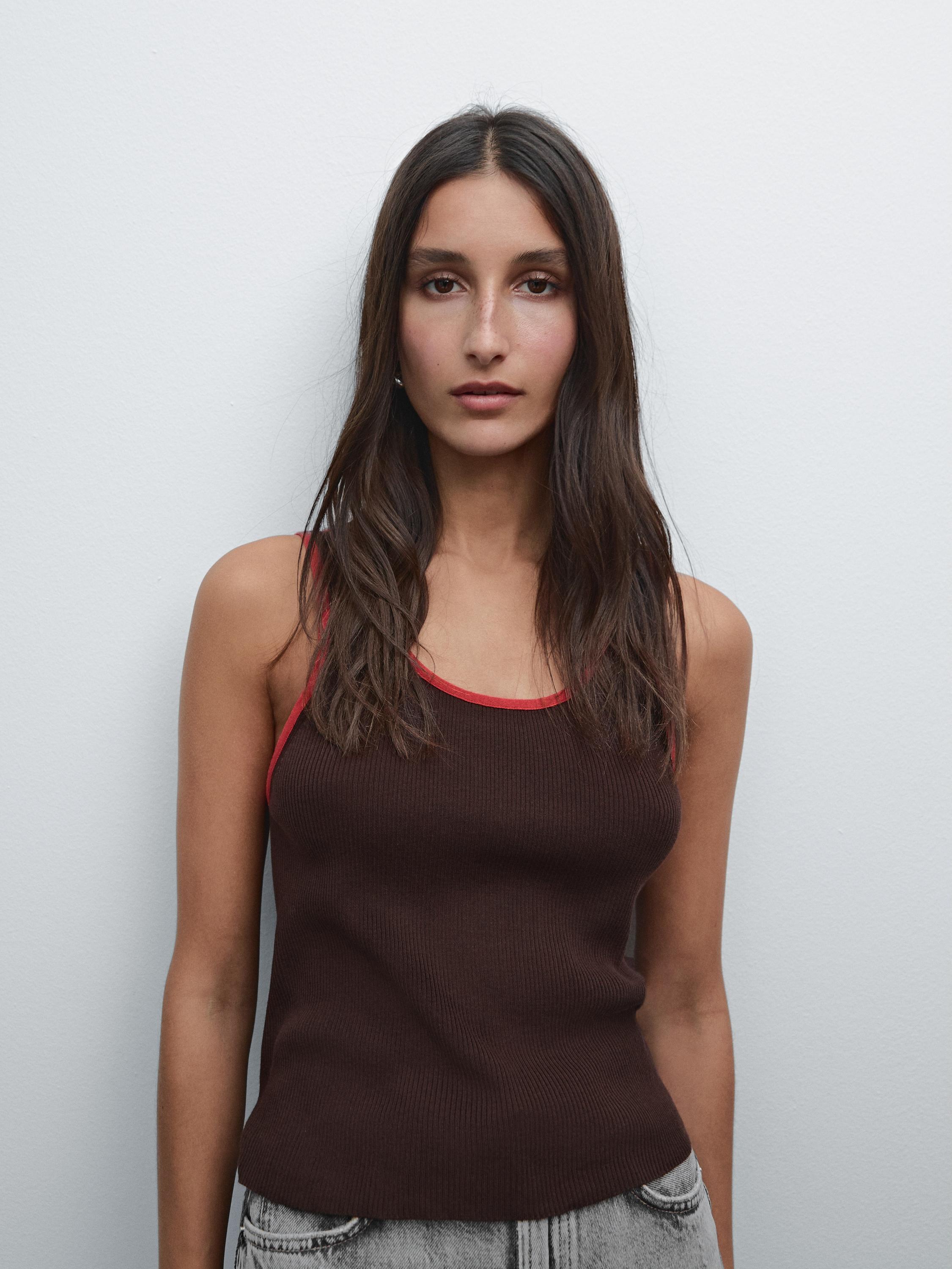 Top en maille à liserés contrastants