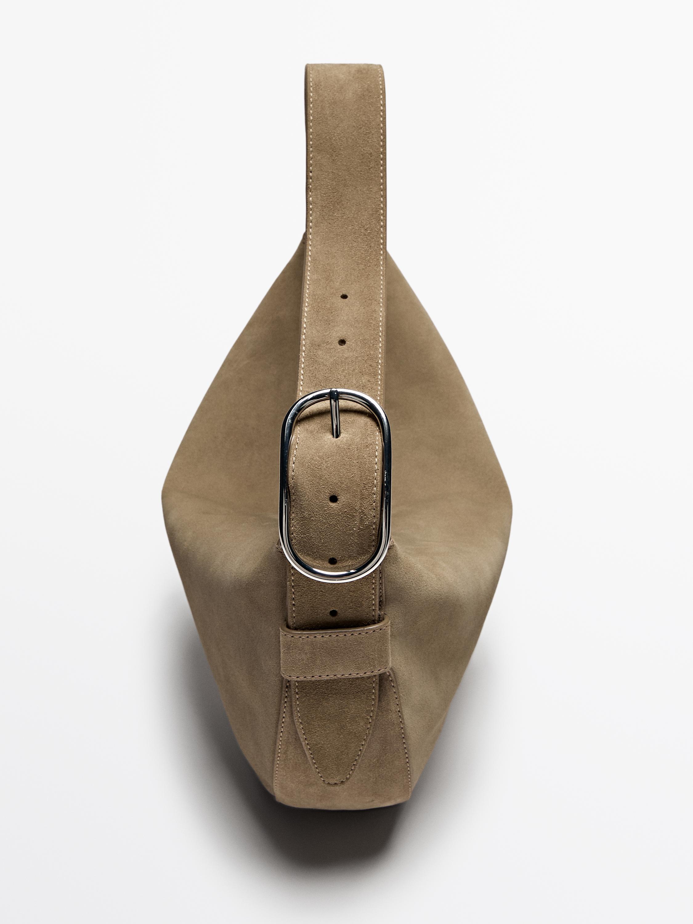 Mittelgroße Schultertasche aus Leder und Rauleder