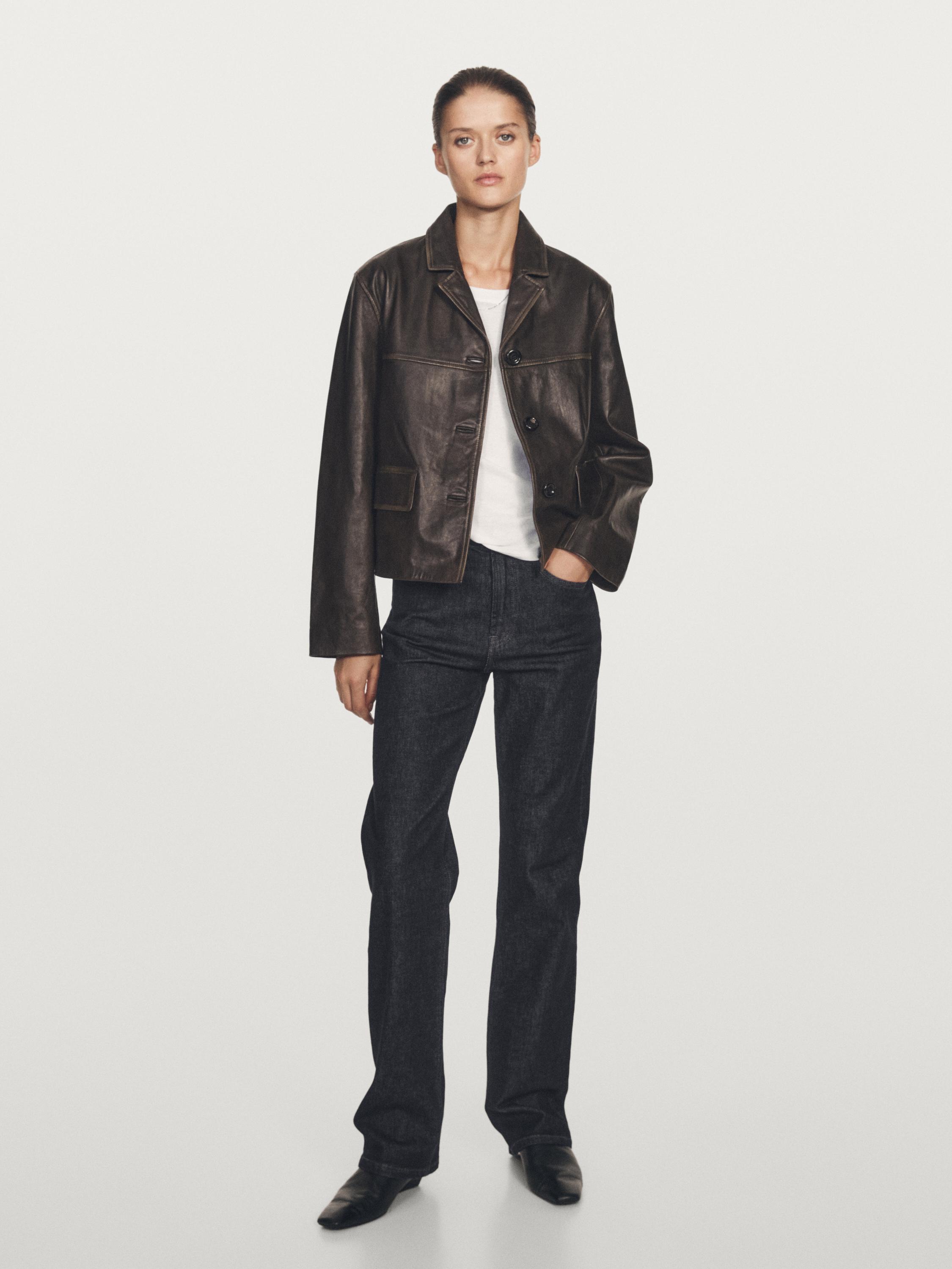 High-waist straight-leg jeans