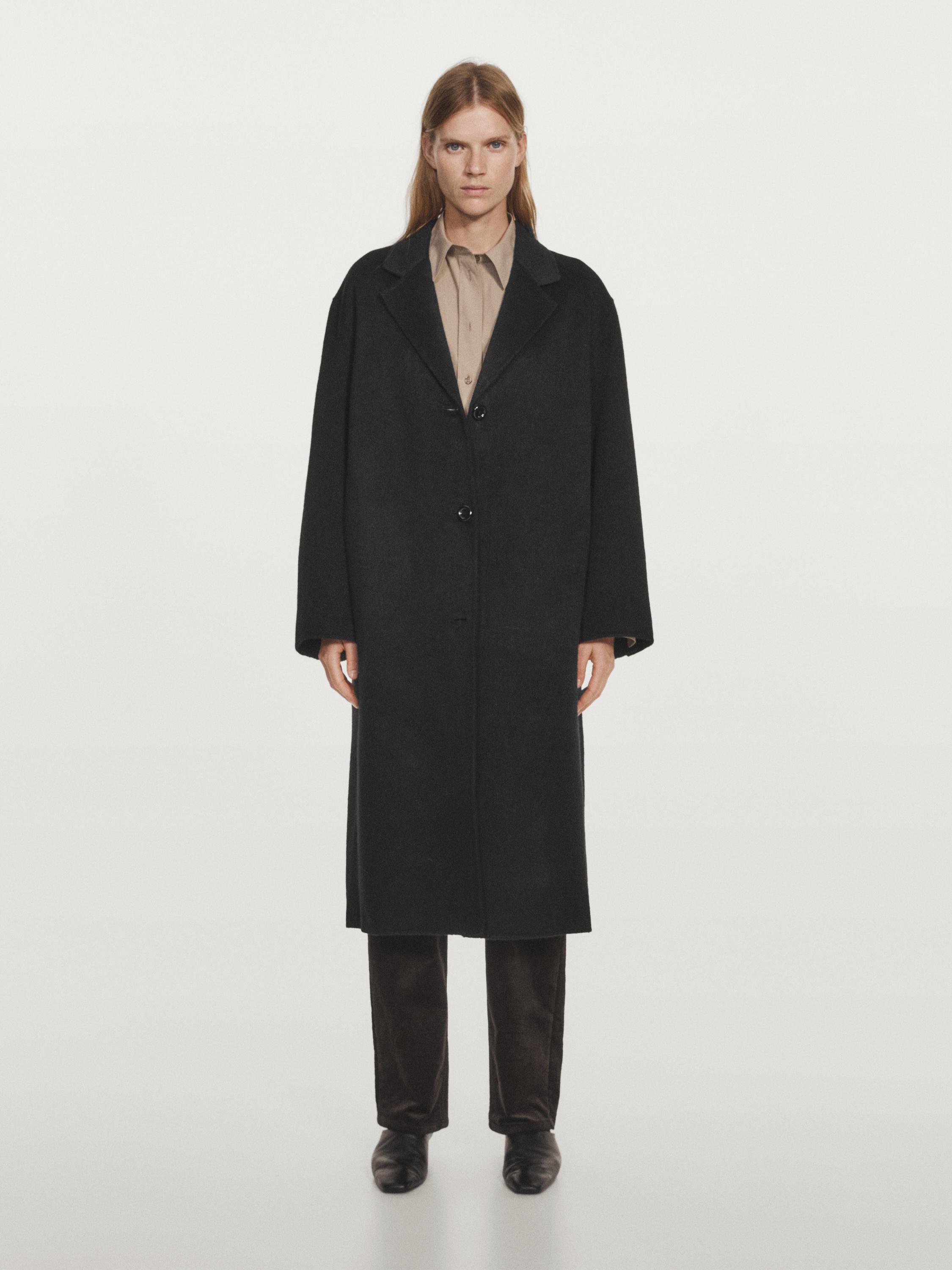épine piping cape 2way coat black Double Faced Pure Wool Cape Coat (Black) | Aavelle