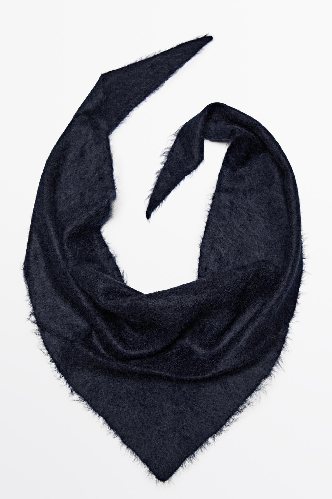 100% cashmere knit bandana — Dark Blue