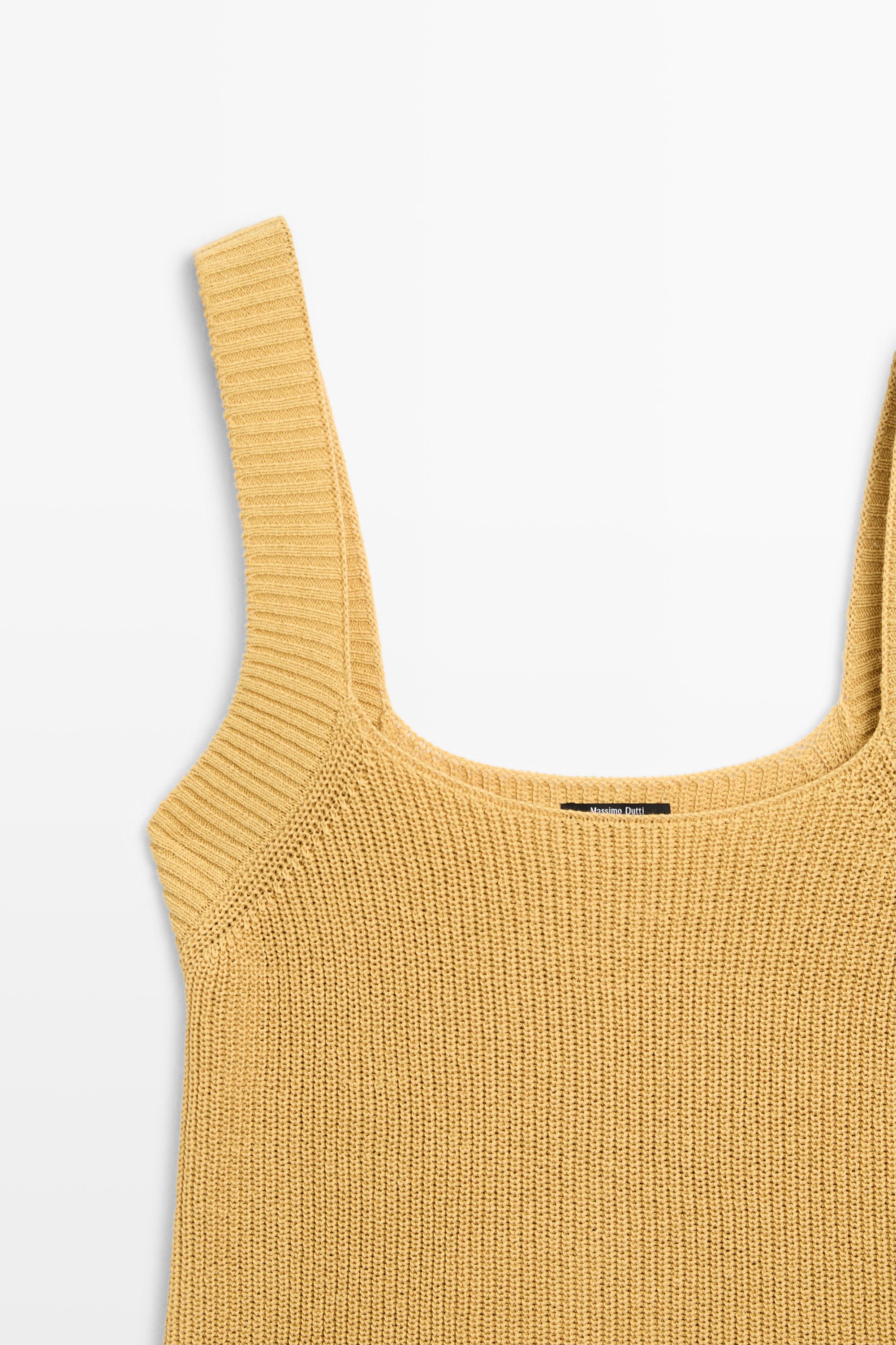 Ribbed knit tank top — MUSTARD YELLOW