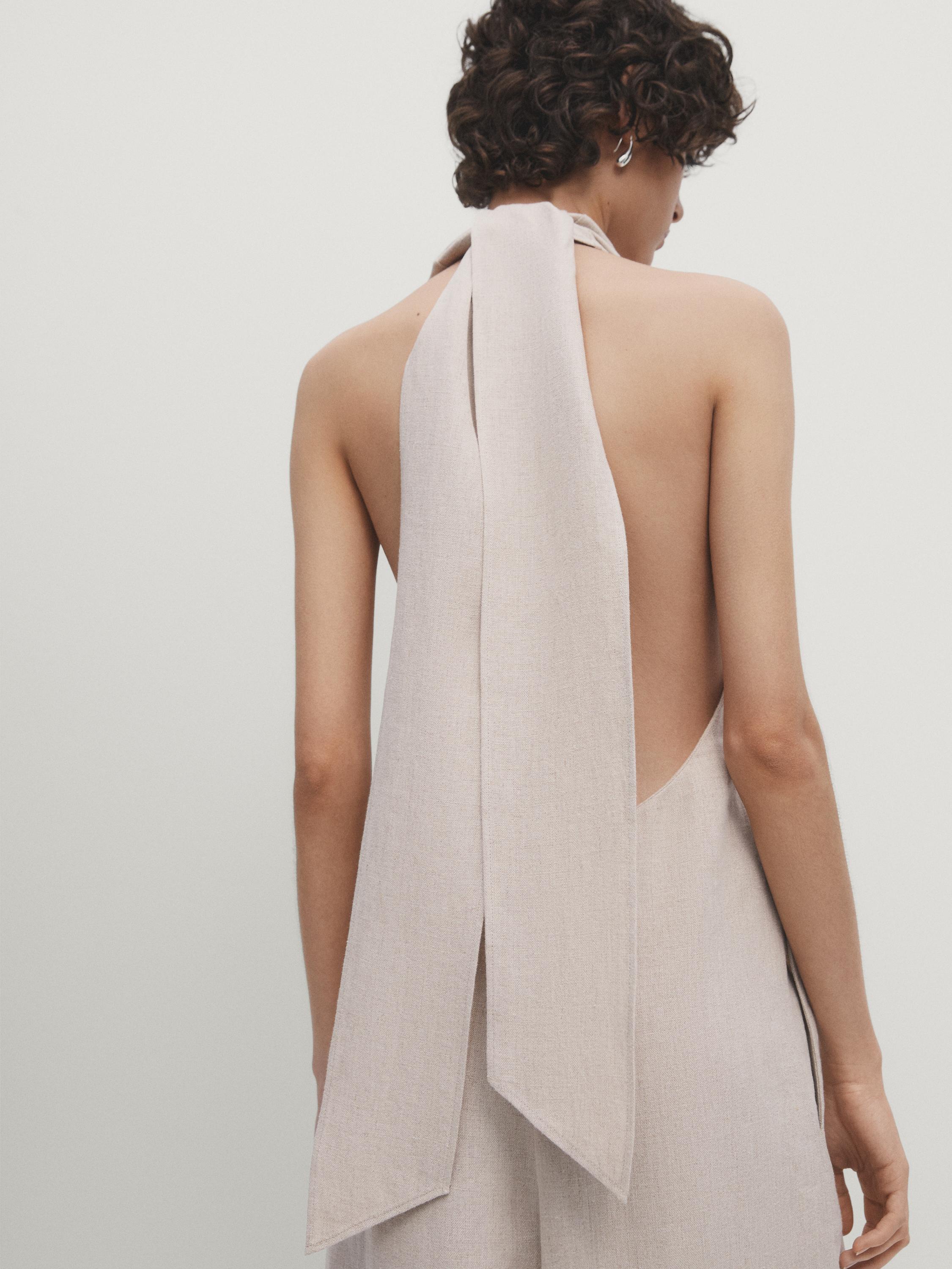 100% linen halter jumpsuit