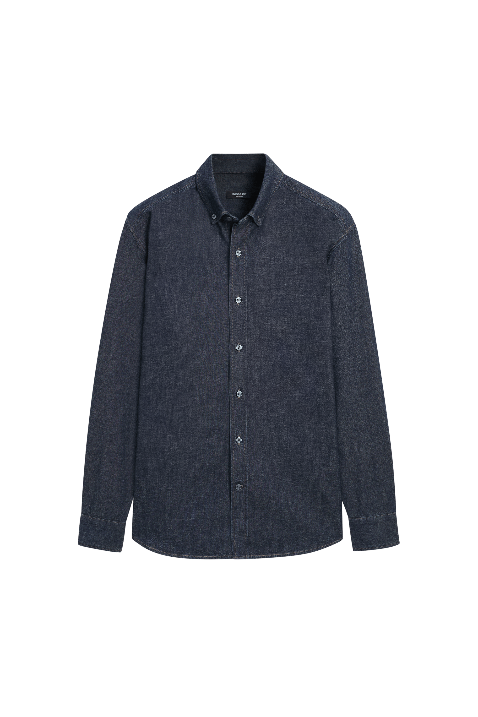 Massimo Dutti %100 pamuklu regular fit denim gömlek görsel 6