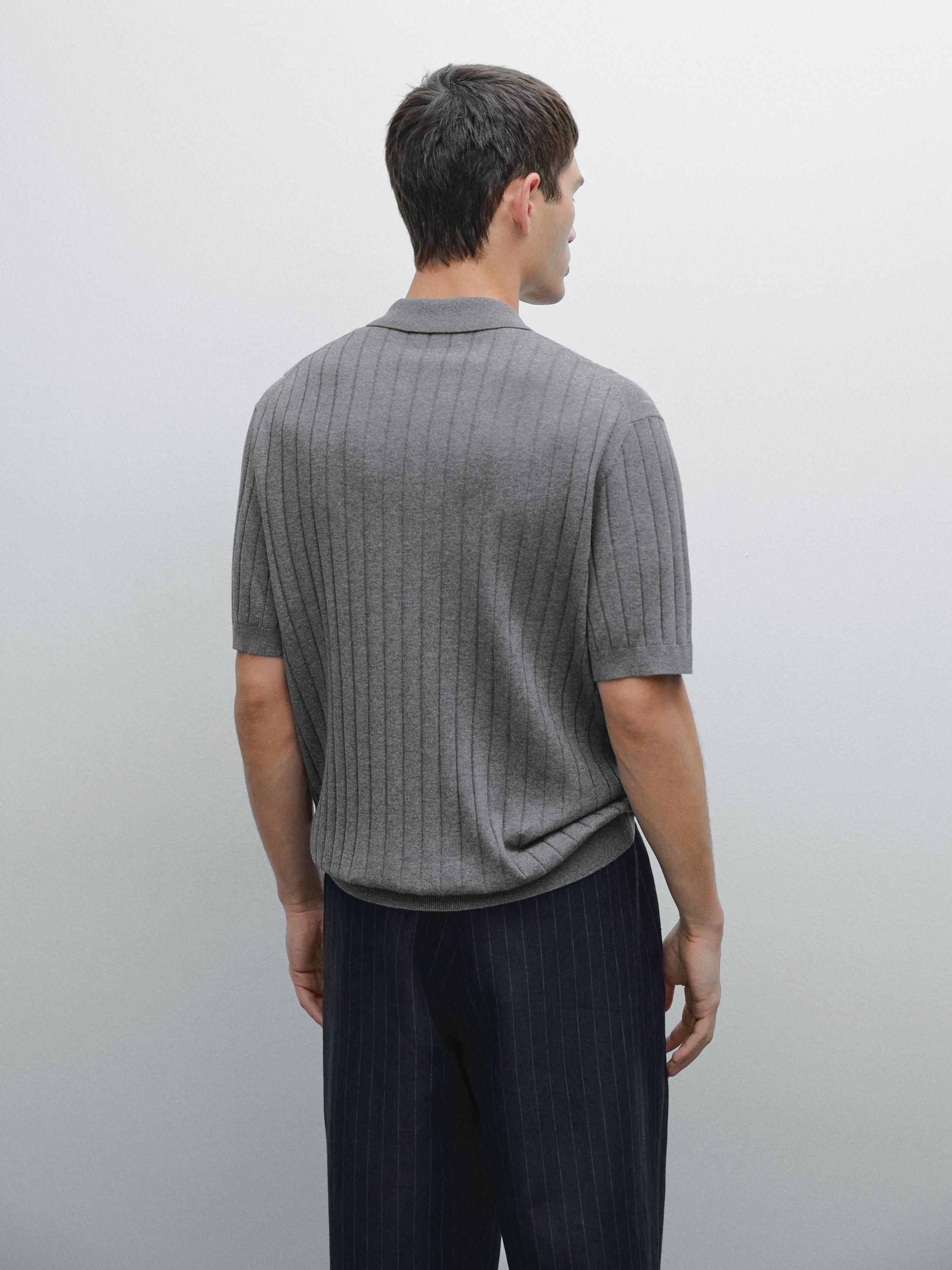 Poloshirt i ribstrik