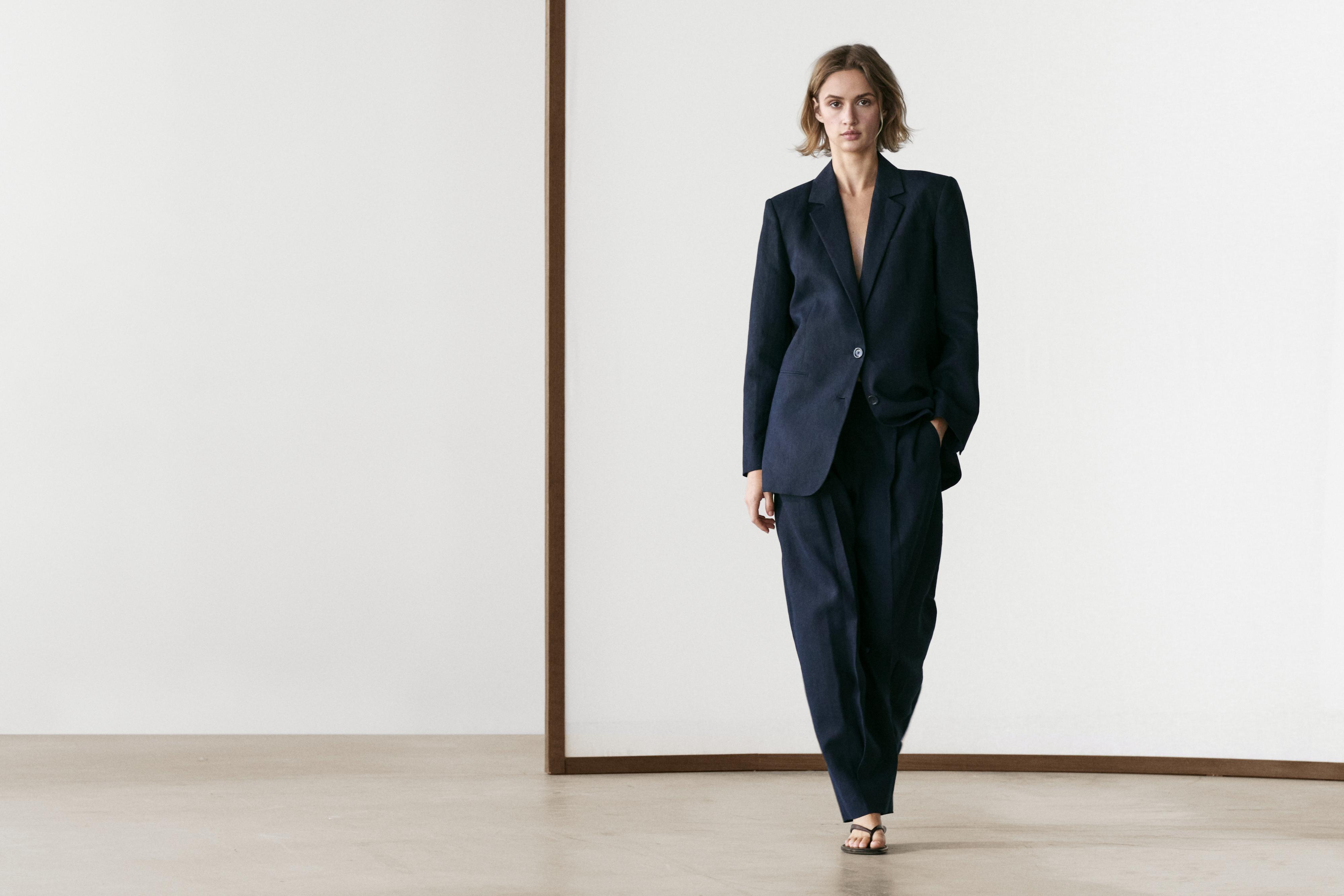 Linen suit trousers — NAVY BLUE