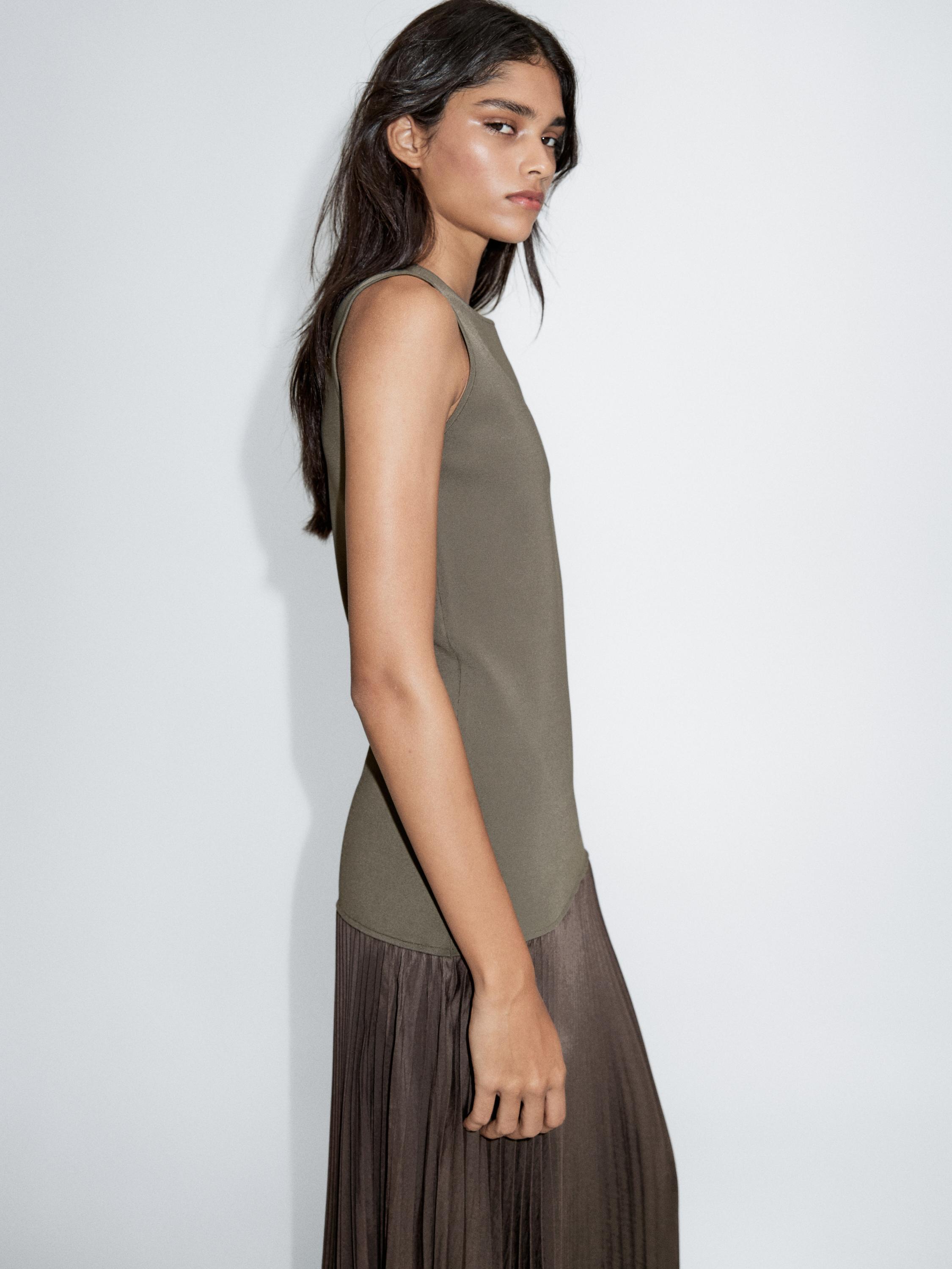 Robe longue bi-matière sans manches