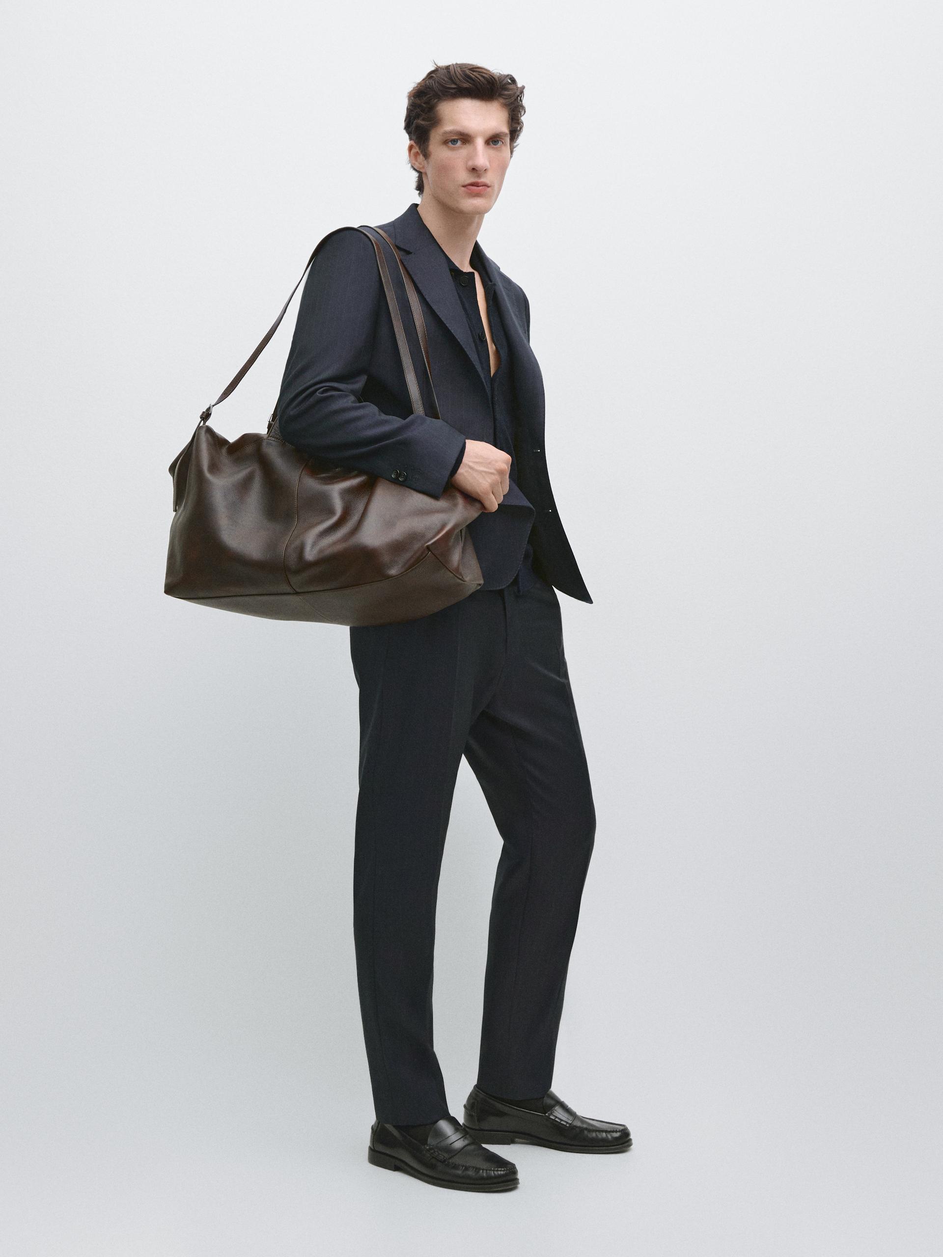 Marynarka Od Garnituru W Paski Z Chłodnej Wełny - Granatowy - 50 - Massimo Dutti - Mężczyzna