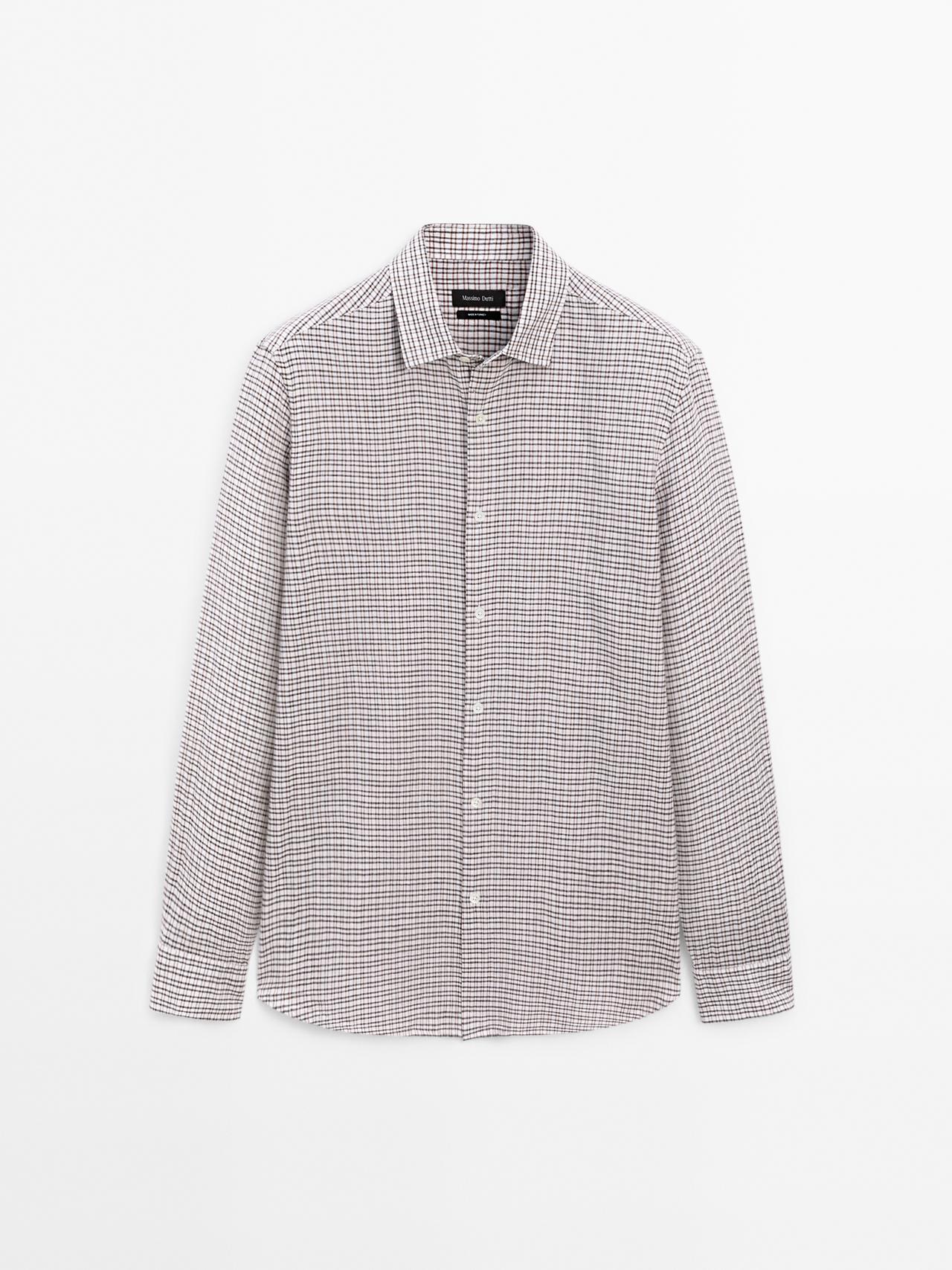 Massimo Dutti - Herre - Regular Fit, Ternet Skjorte - Granatrød - Xl
