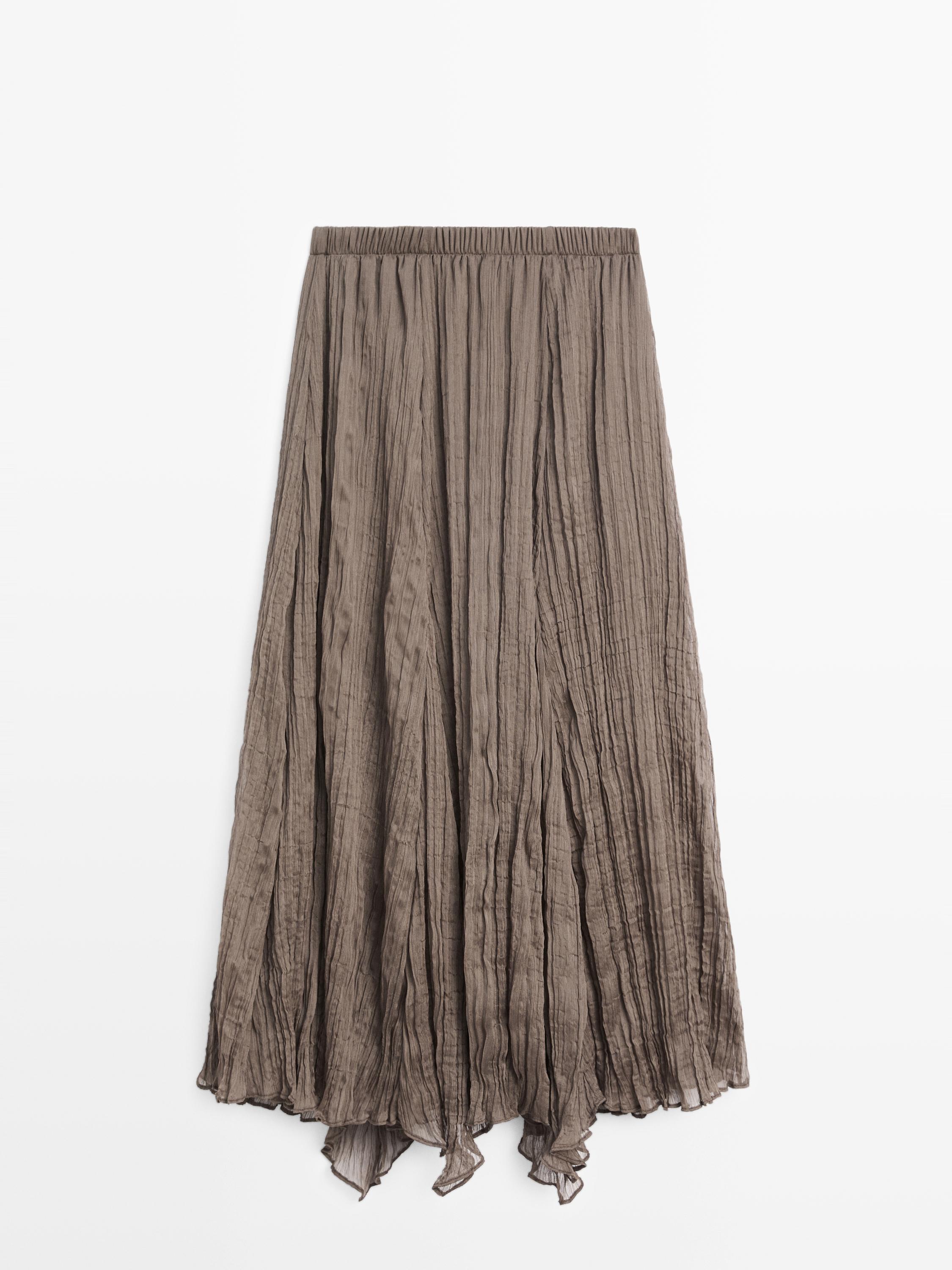 Flared pleated midi skirt — ANTHRACITE GREY
