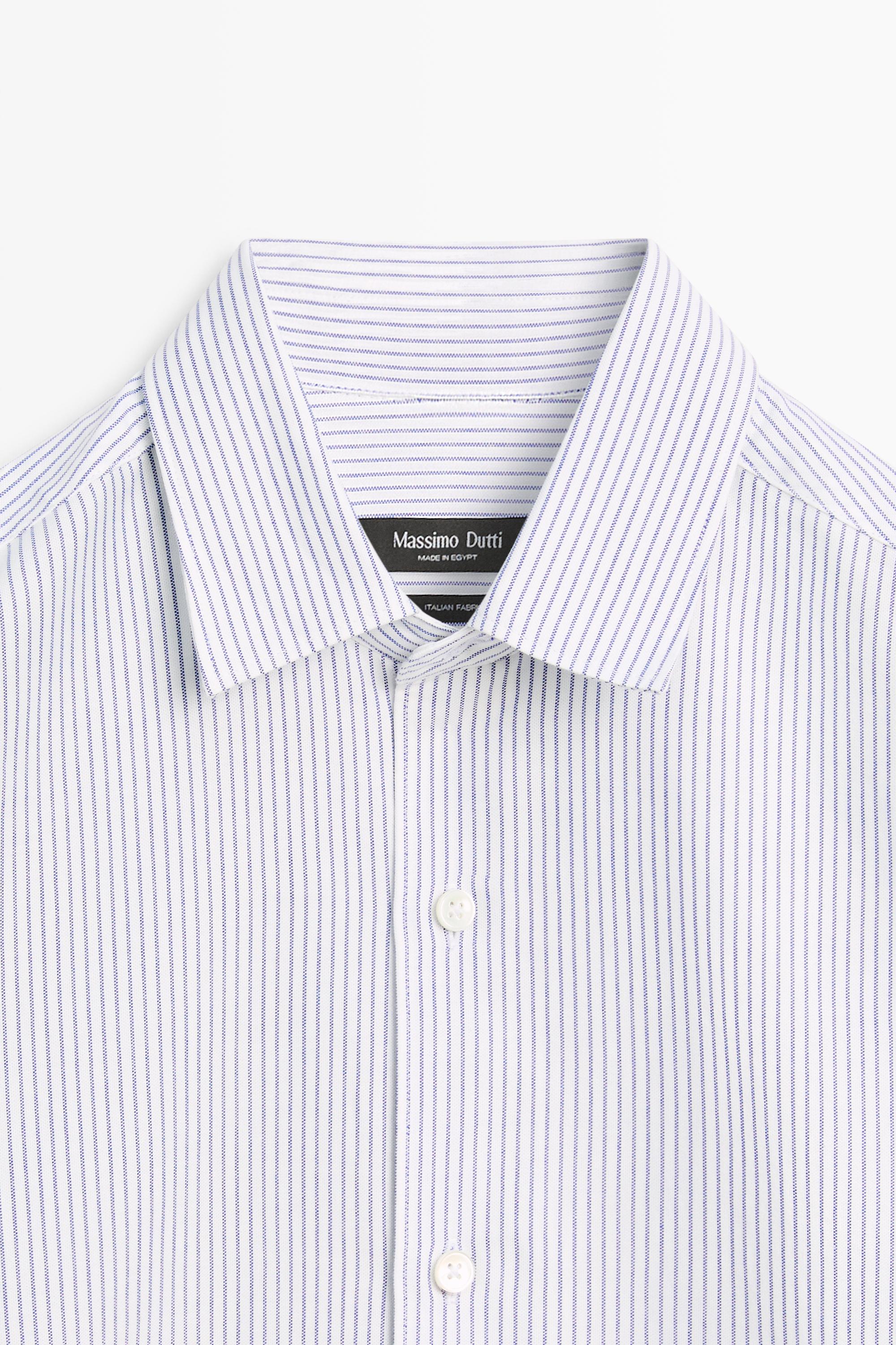 Regular fit striped cotton Oxford shirt — BLUE