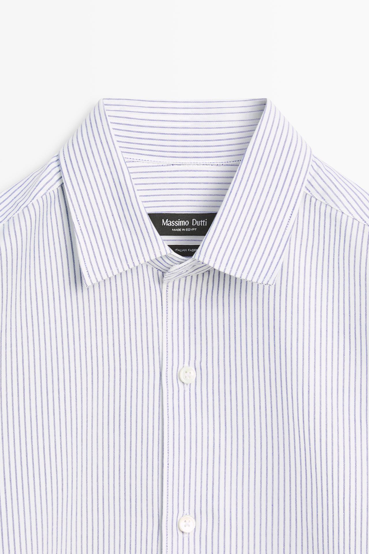 Regular fit striped cotton Oxford shirt — BLUE