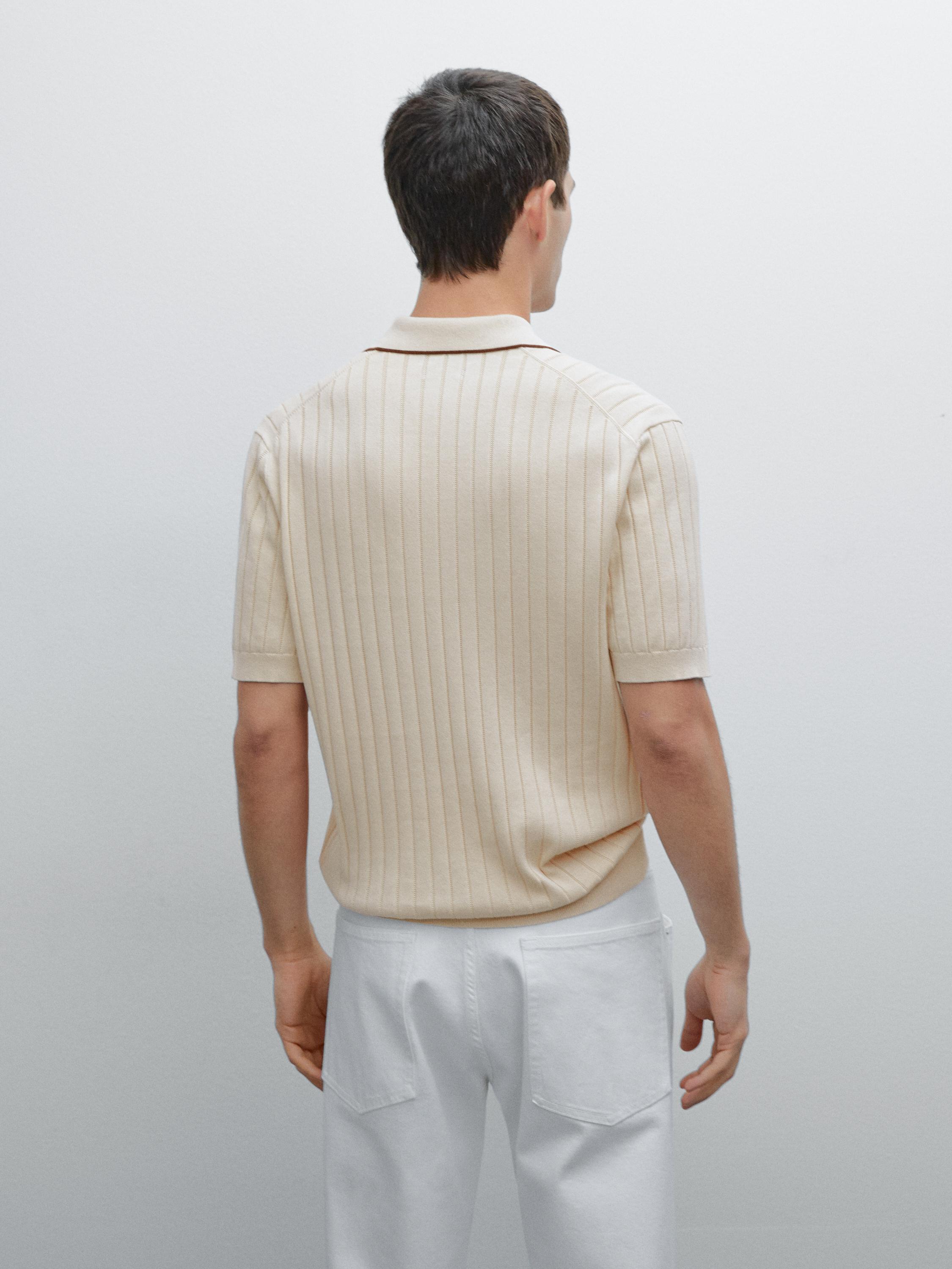Ribbed knit polo shirt
