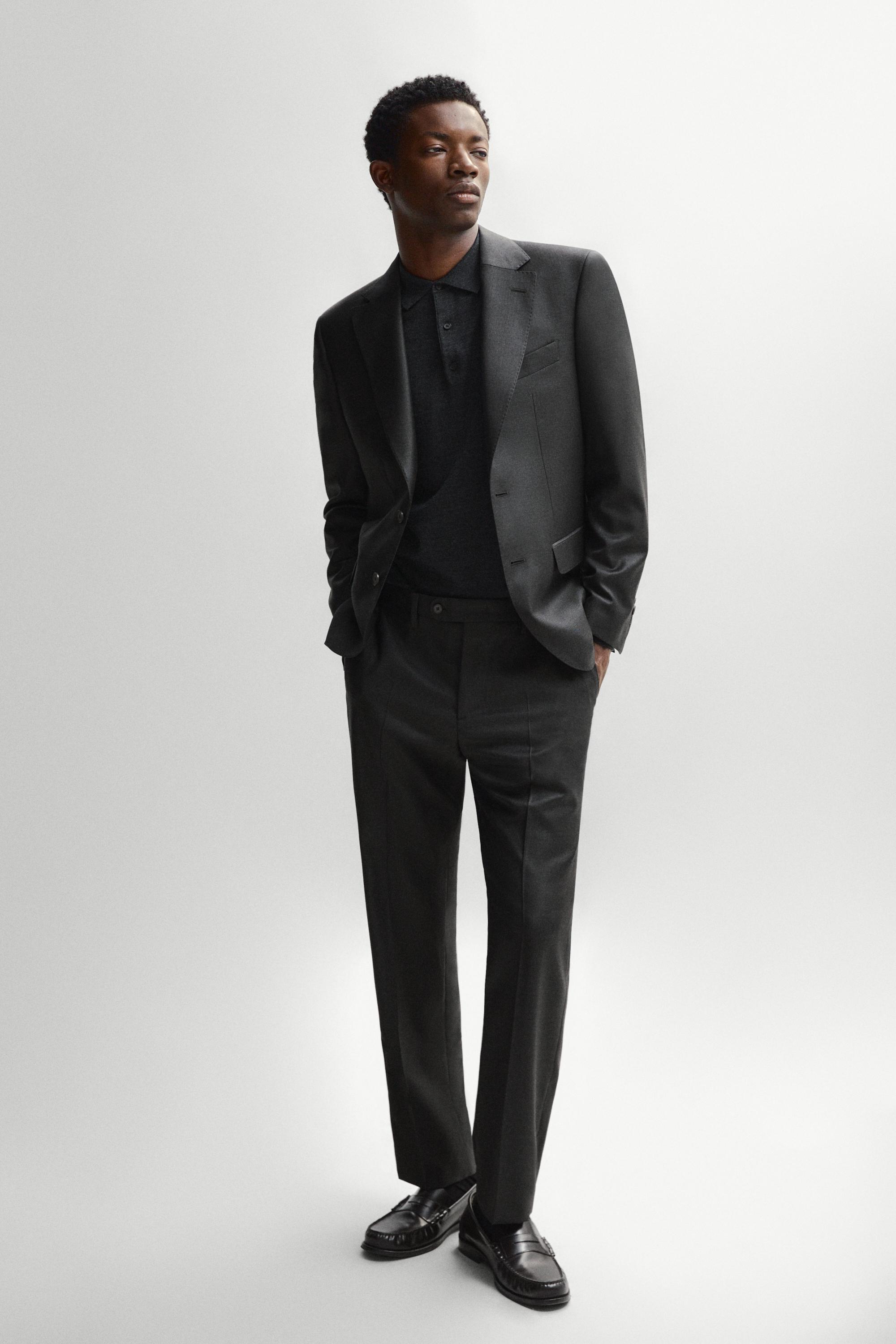 100% cool wool suit blazer — CHARCOAL