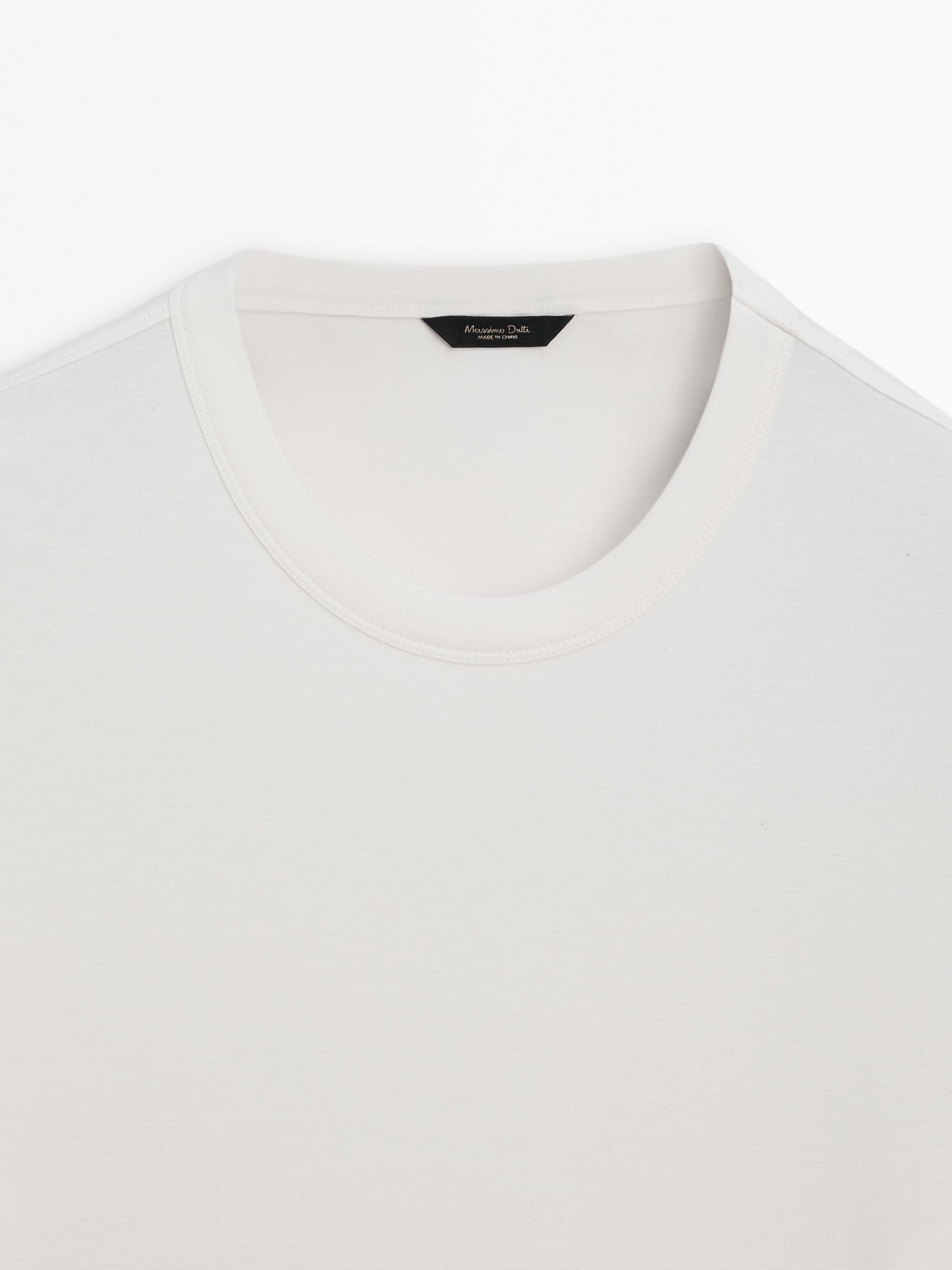 Short sleeve cotton and silk T-shirt — CREAM